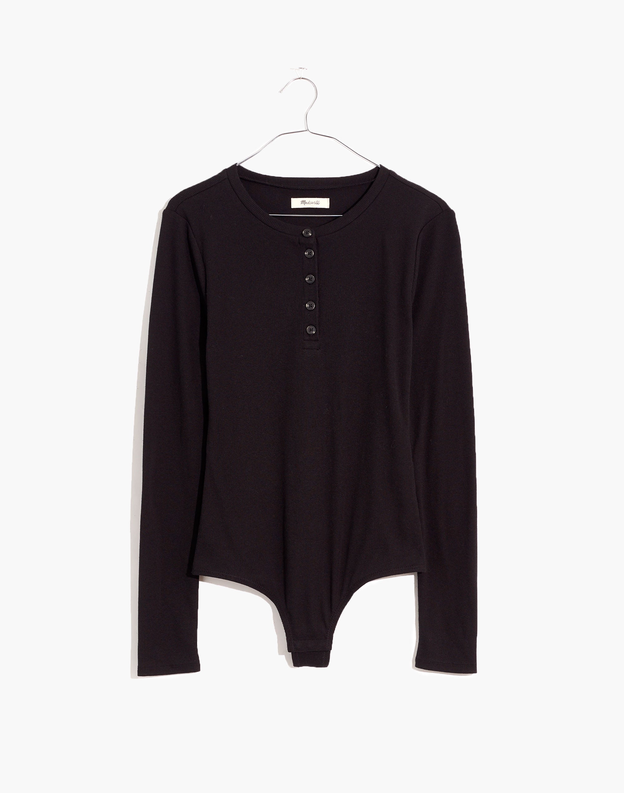 Henley Long-Sleeve Thong Bodysuit