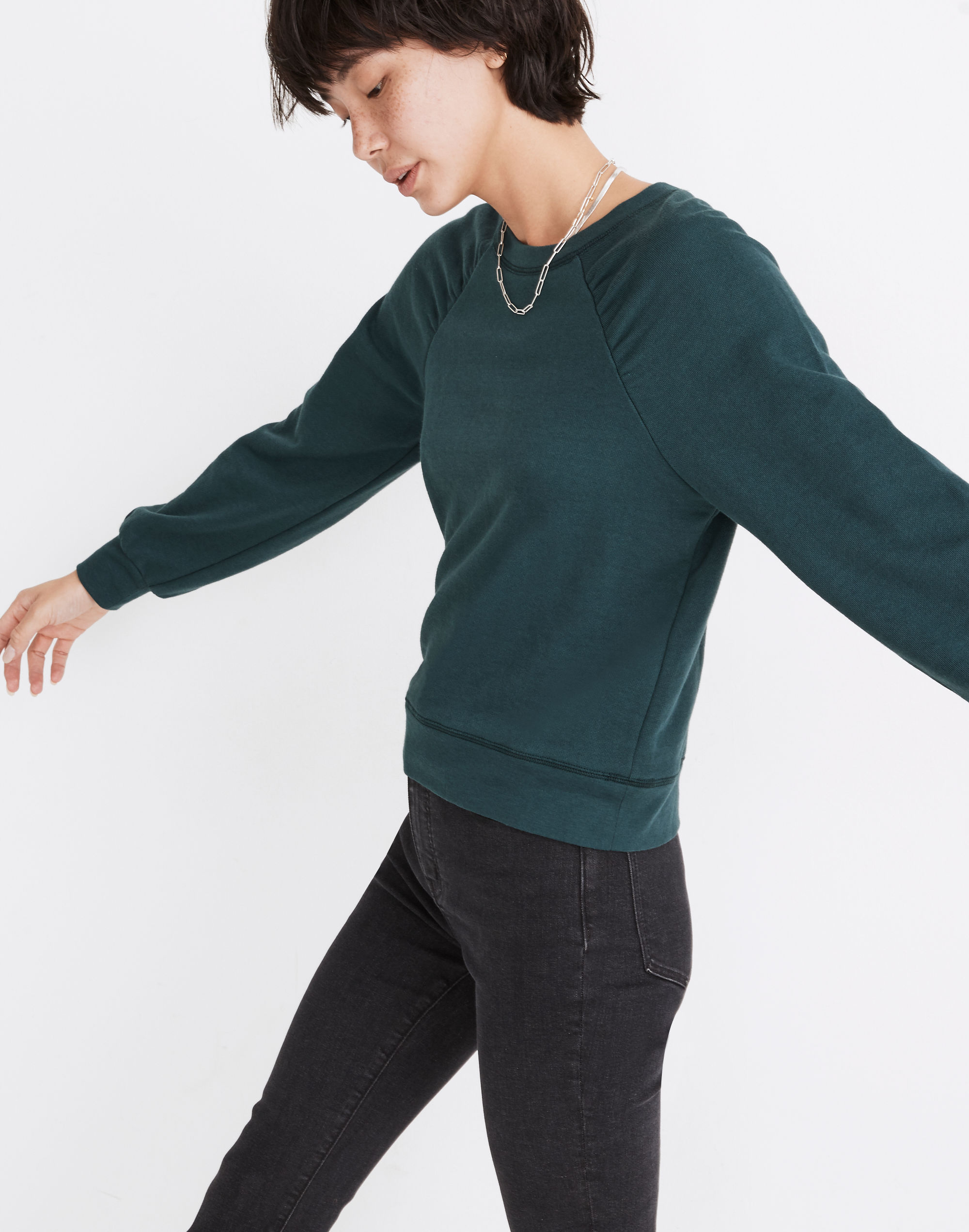 Gathered Puff-Sleeve Sweatshirt