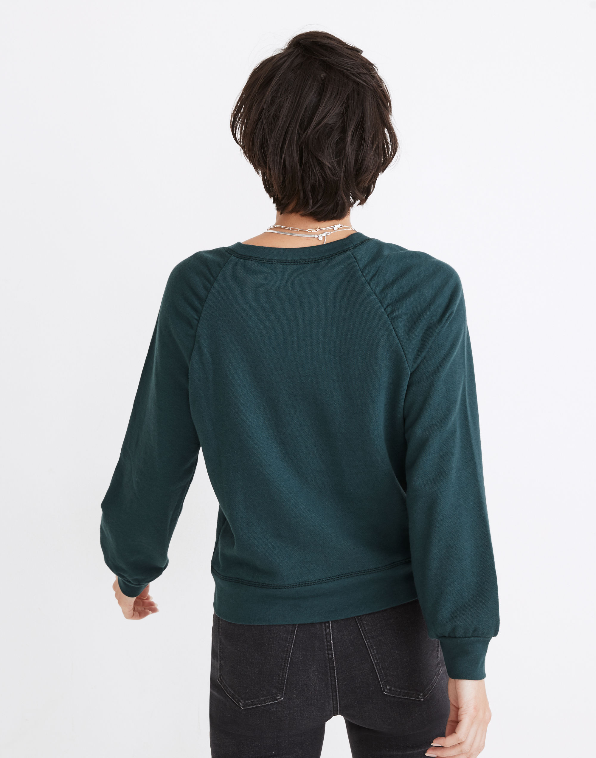 Gathered Puff-Sleeve Sweatshirt