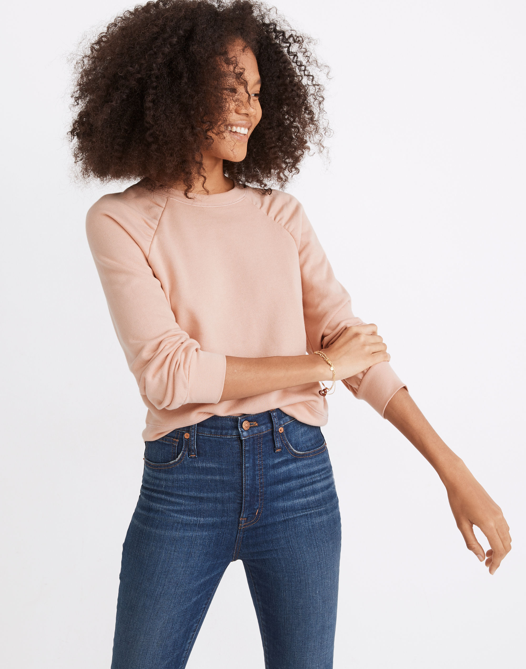 Gathered Puff-Sleeve Sweatshirt