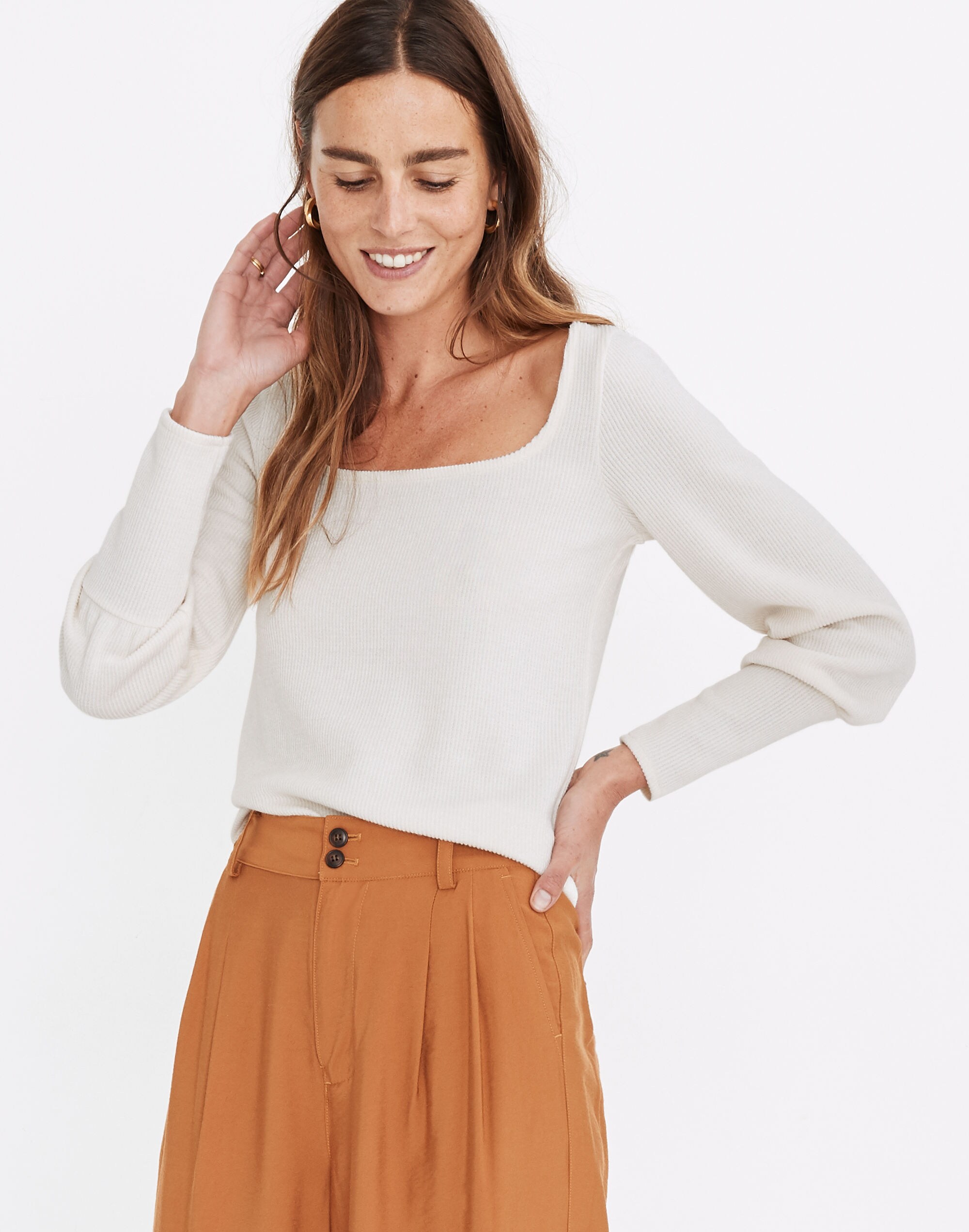 Ottoman Rib Square-Neck Top