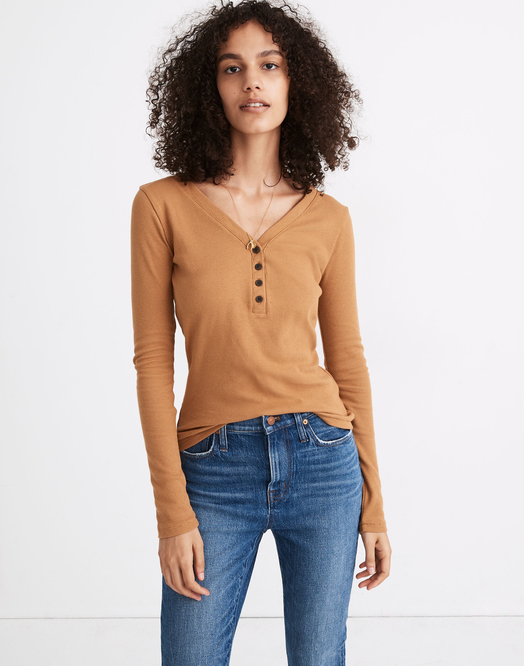 fine ribbed henley tee