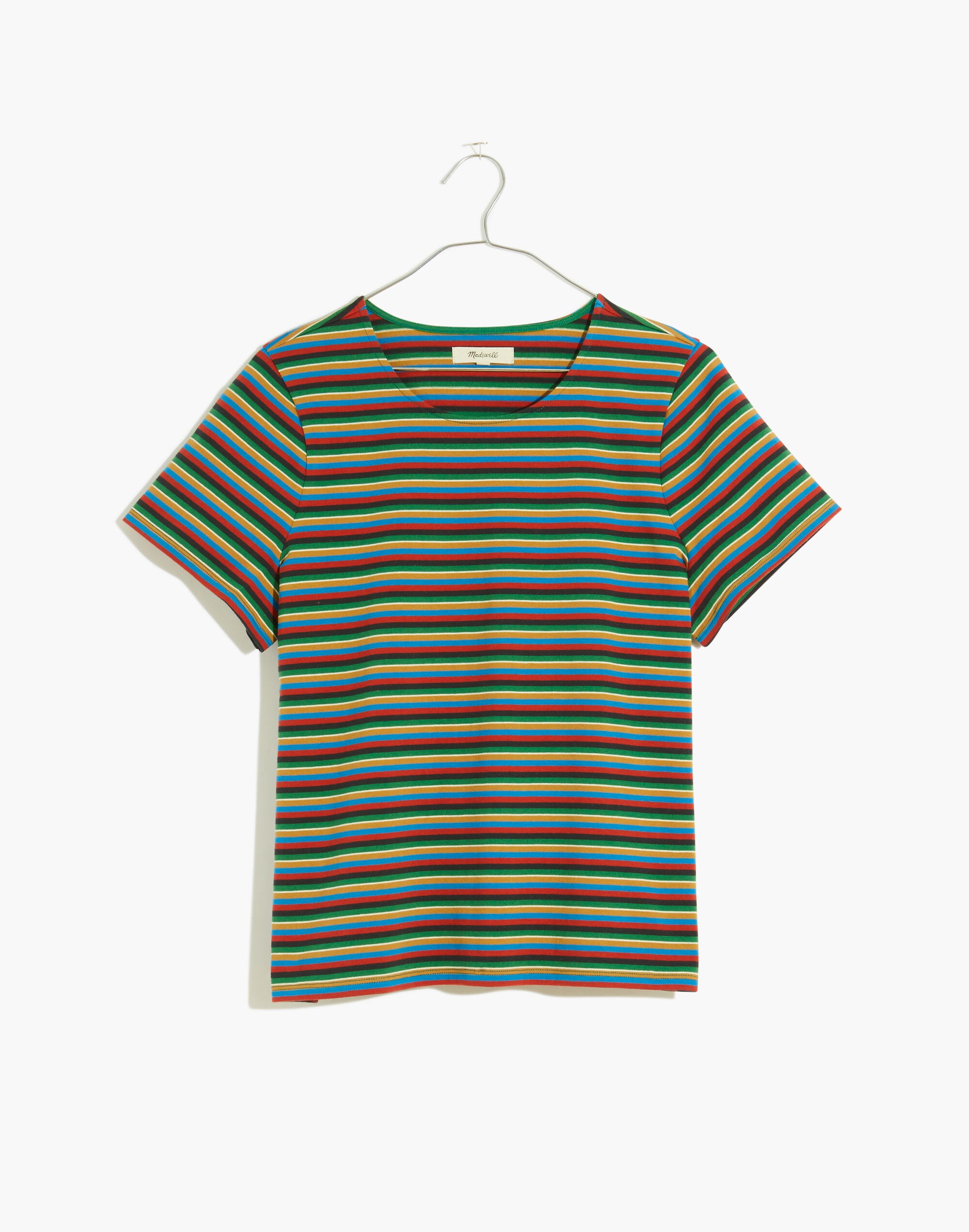 Luxe Boxy-Crop Tee in Mathis Stripe