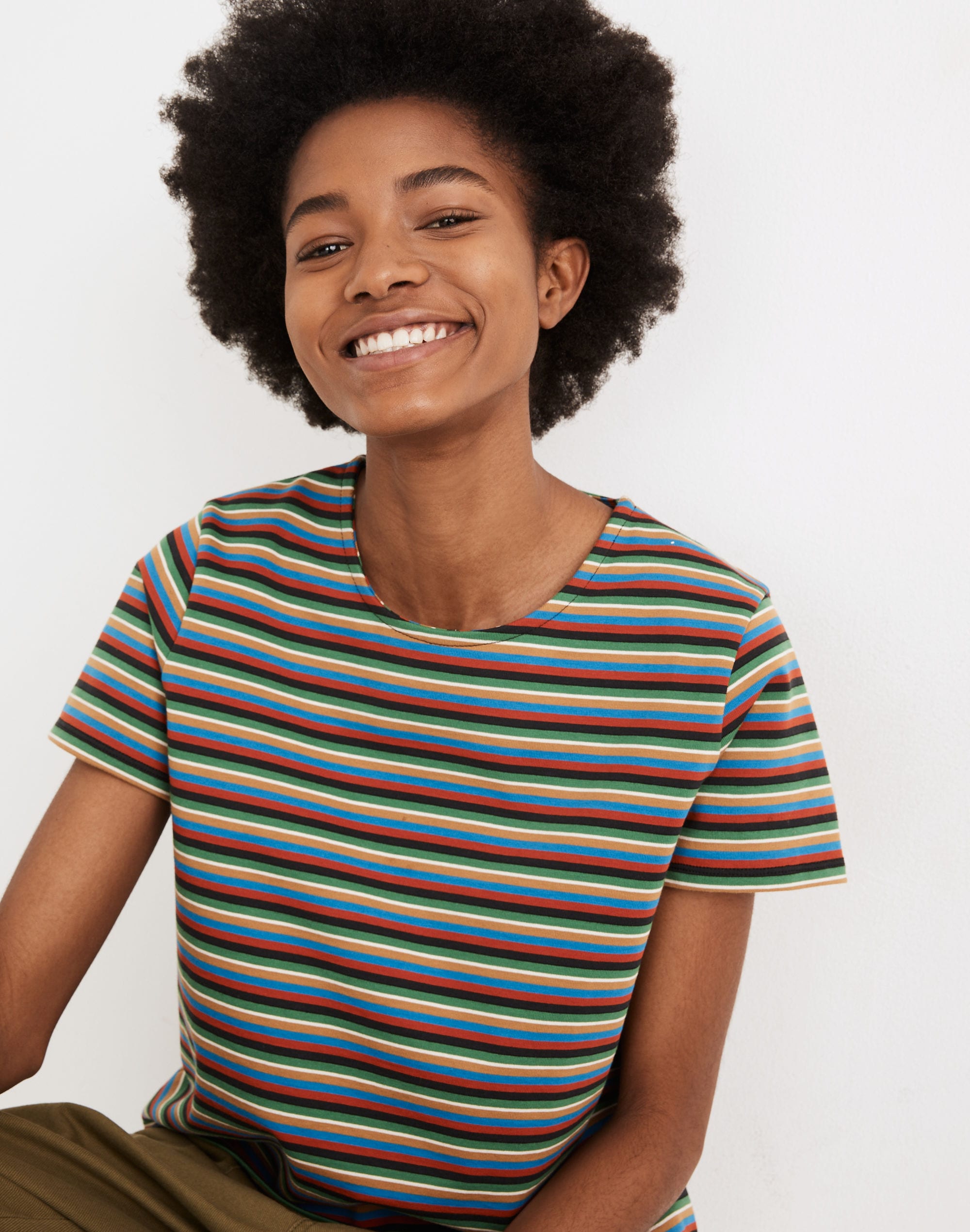 Luxe Boxy-Crop Tee in Mathis Stripe