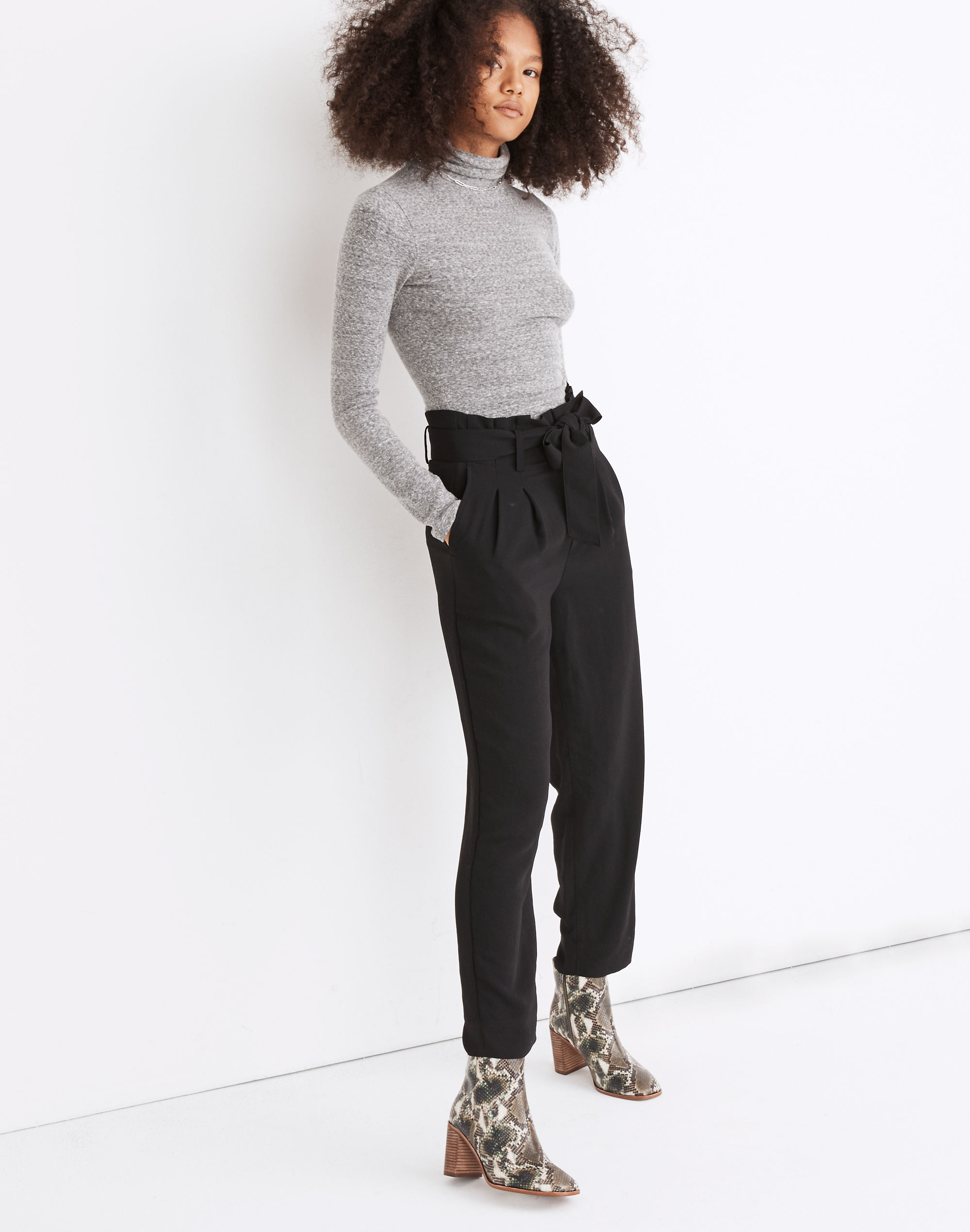 Petite Drapey Paperbag Pants