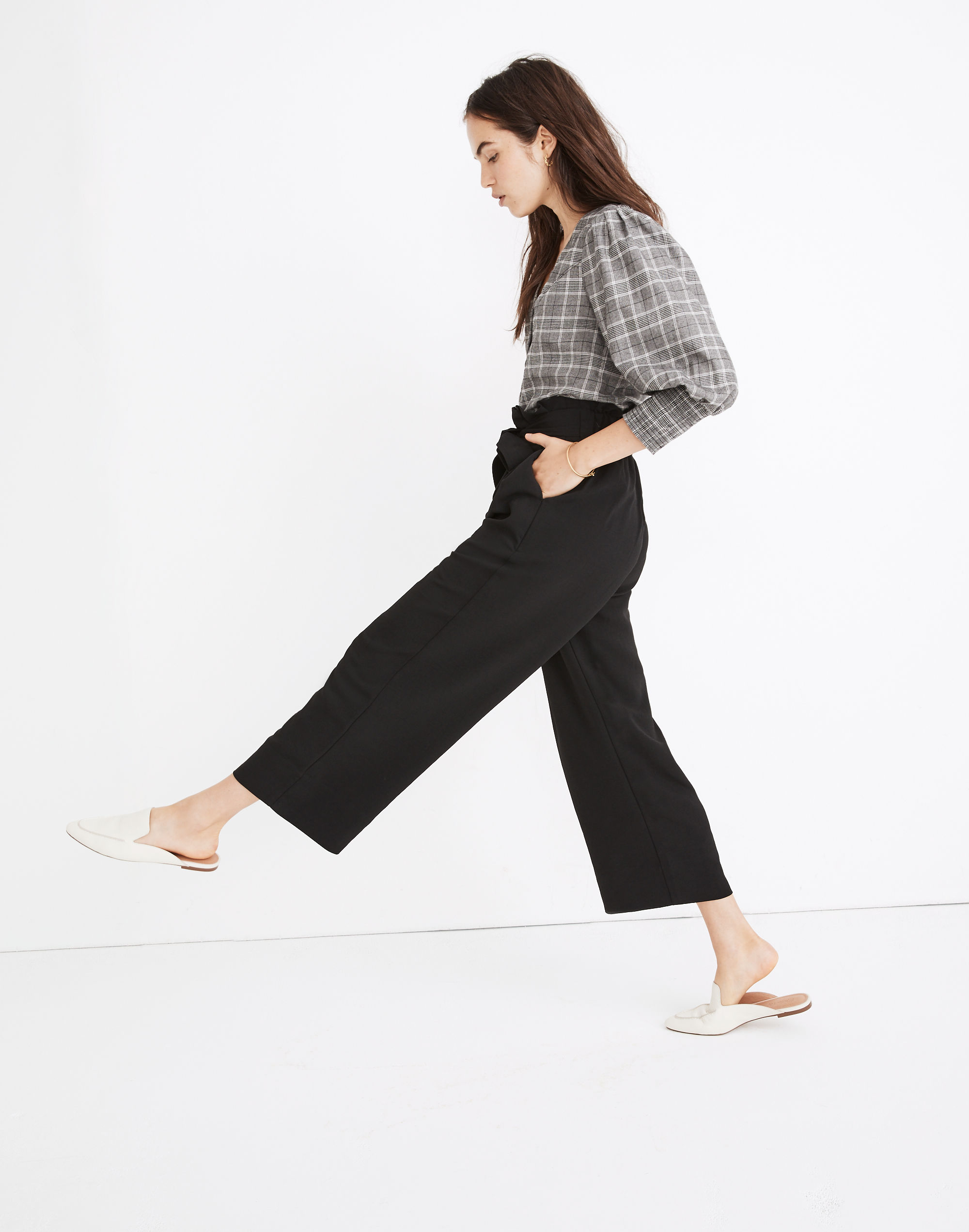 Tie-Waist Huston Pull-On Crop Pants