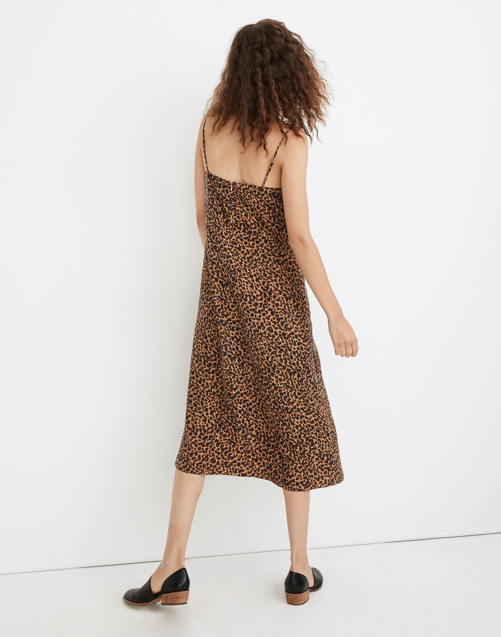 Silk Eva Slip Dress in Painted Leopard