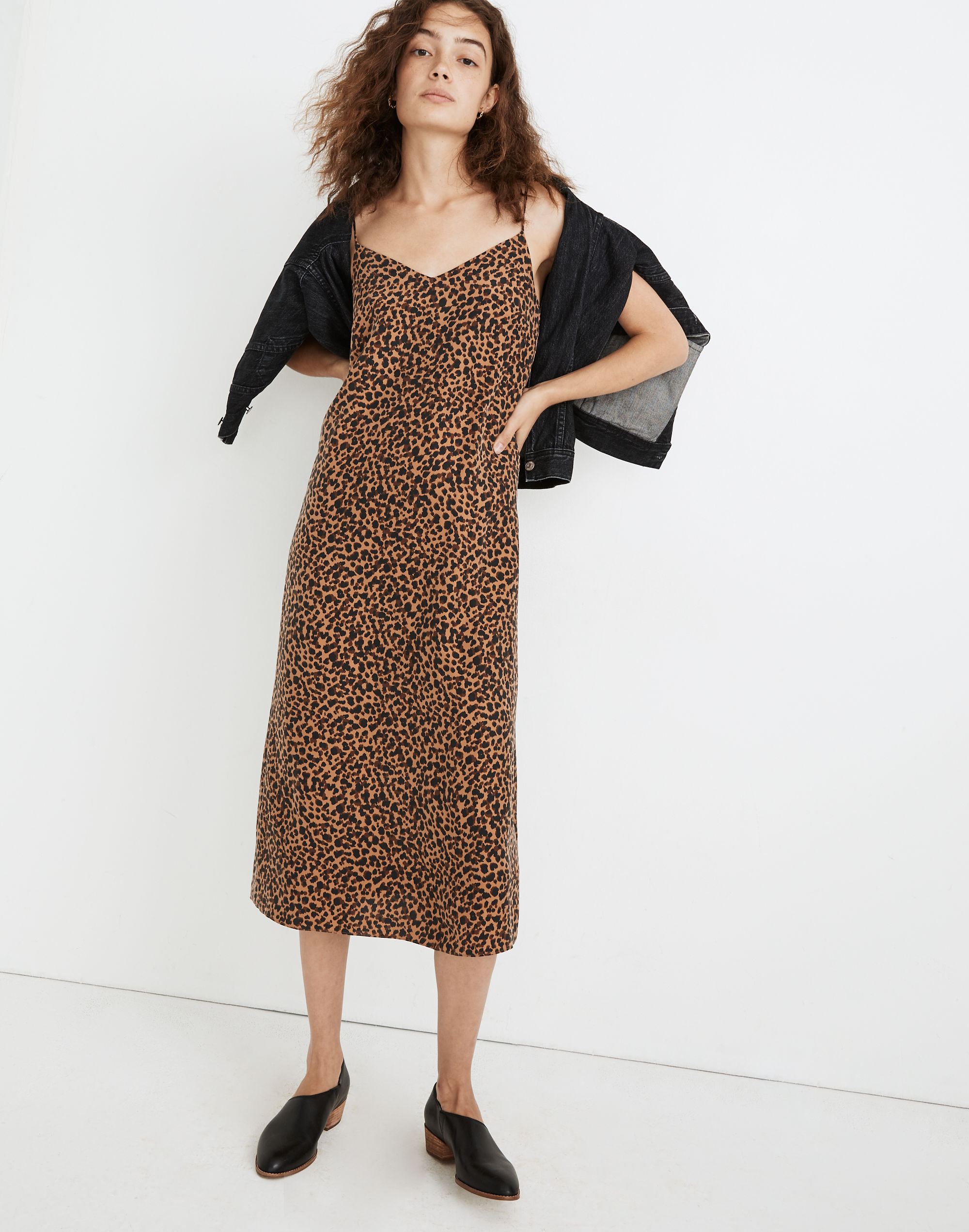 Silk Eva Slip Dress in Painted Leopard