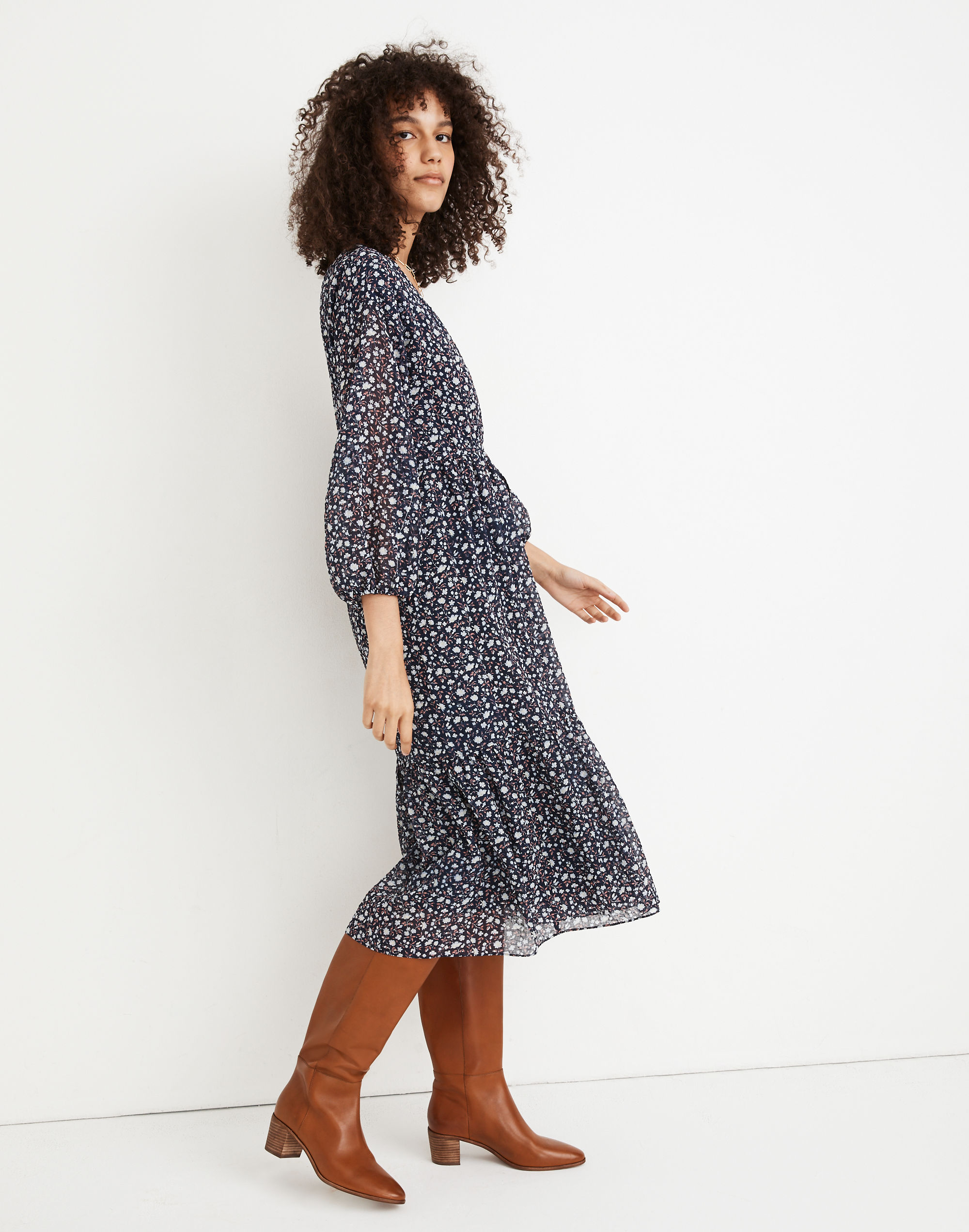 Tie-Waist Midi Dress in Harvest Vine