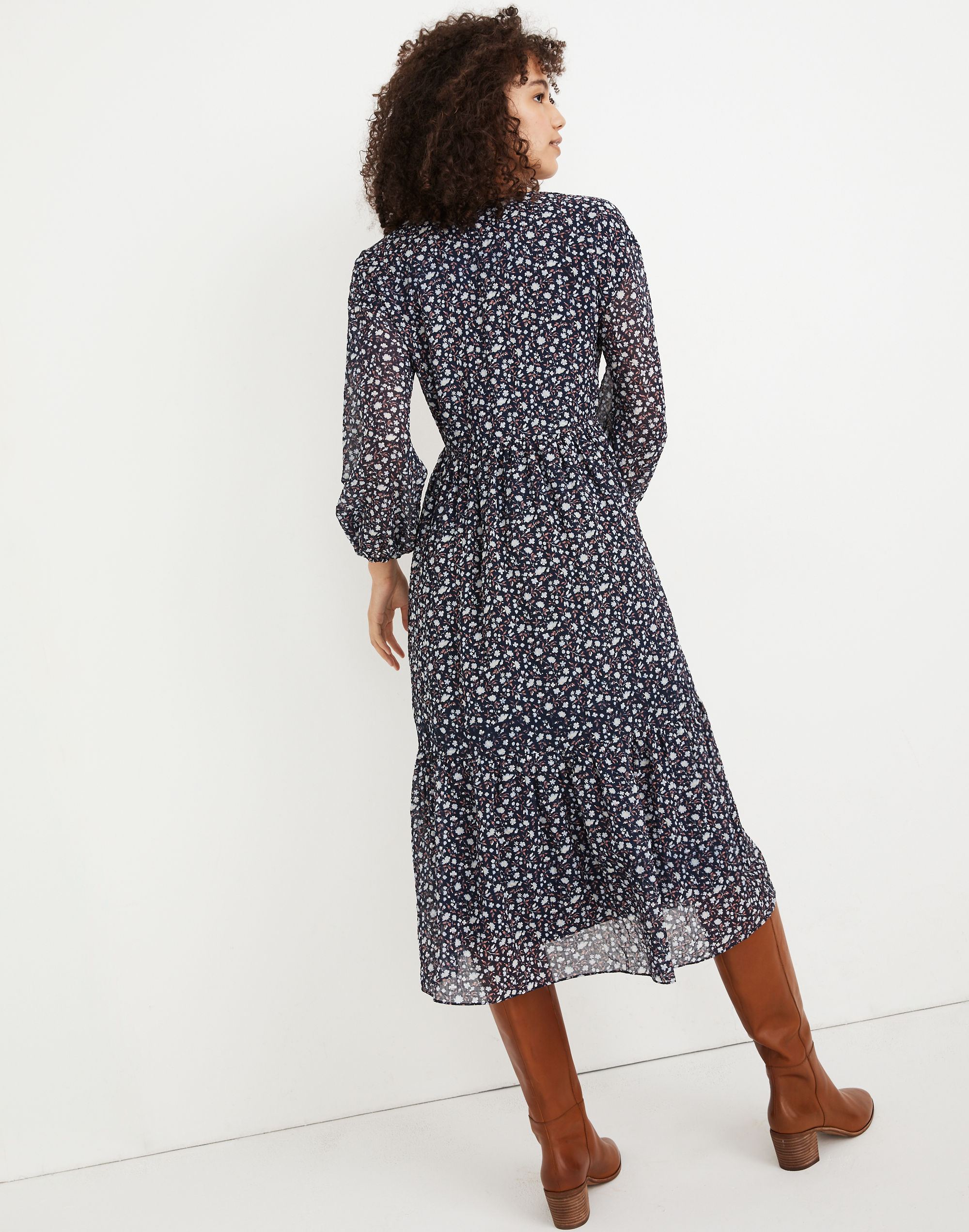 Petite Tie-Waist Midi Dress in Harvest Vine