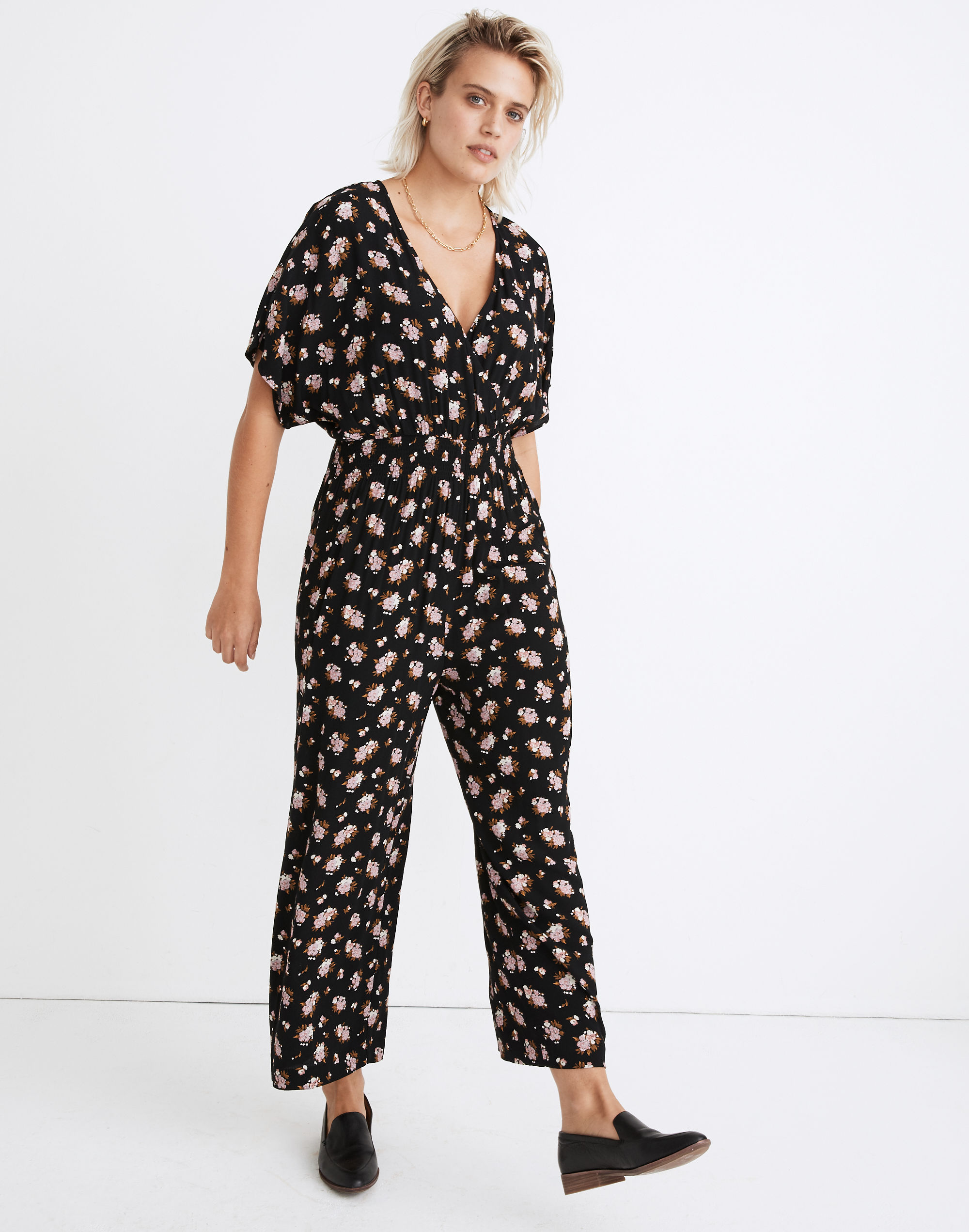 Smocked-Waist Jumpsuit in Homestead Bouquet