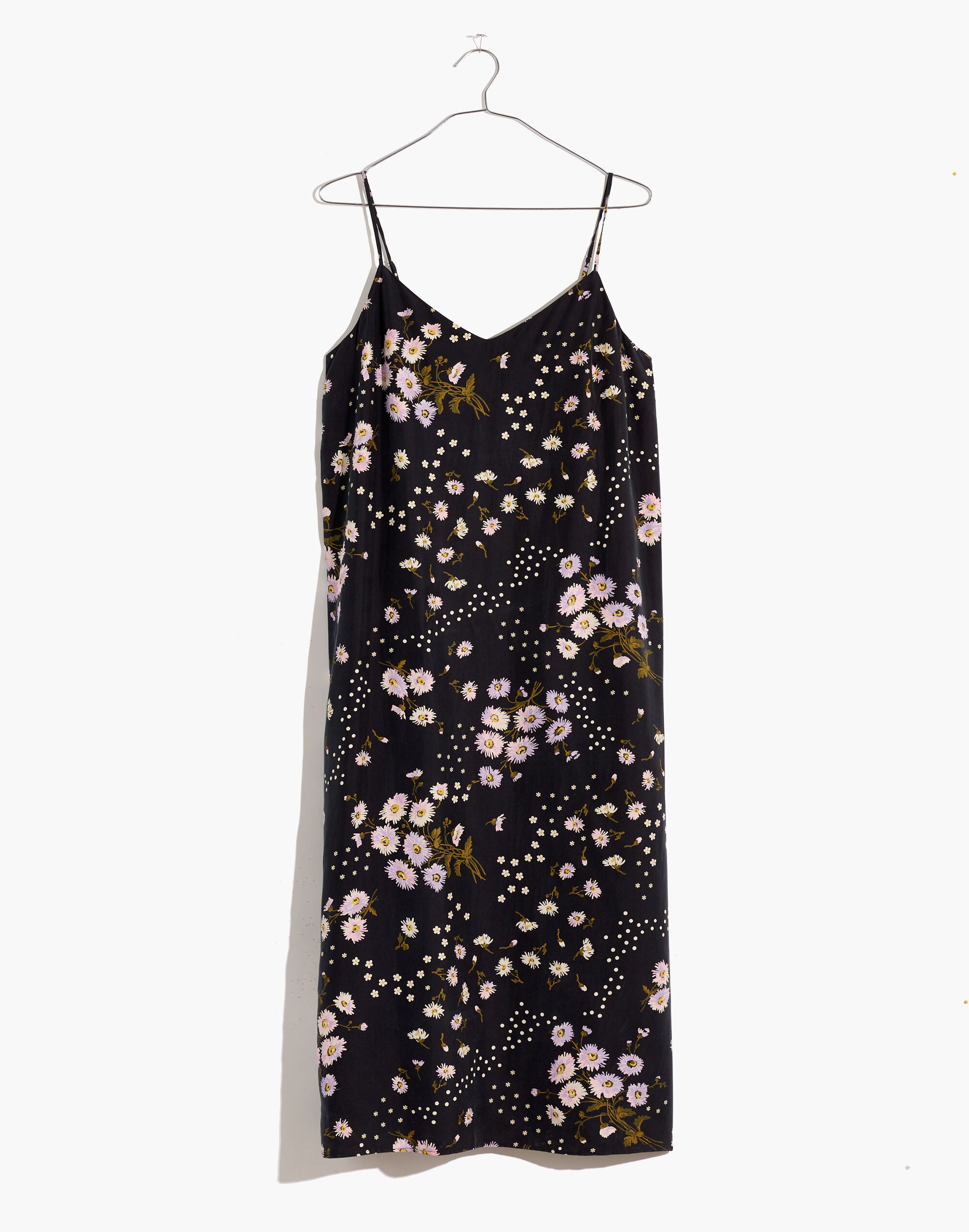 Silk Eva Slip Dress in Polka Daisies
