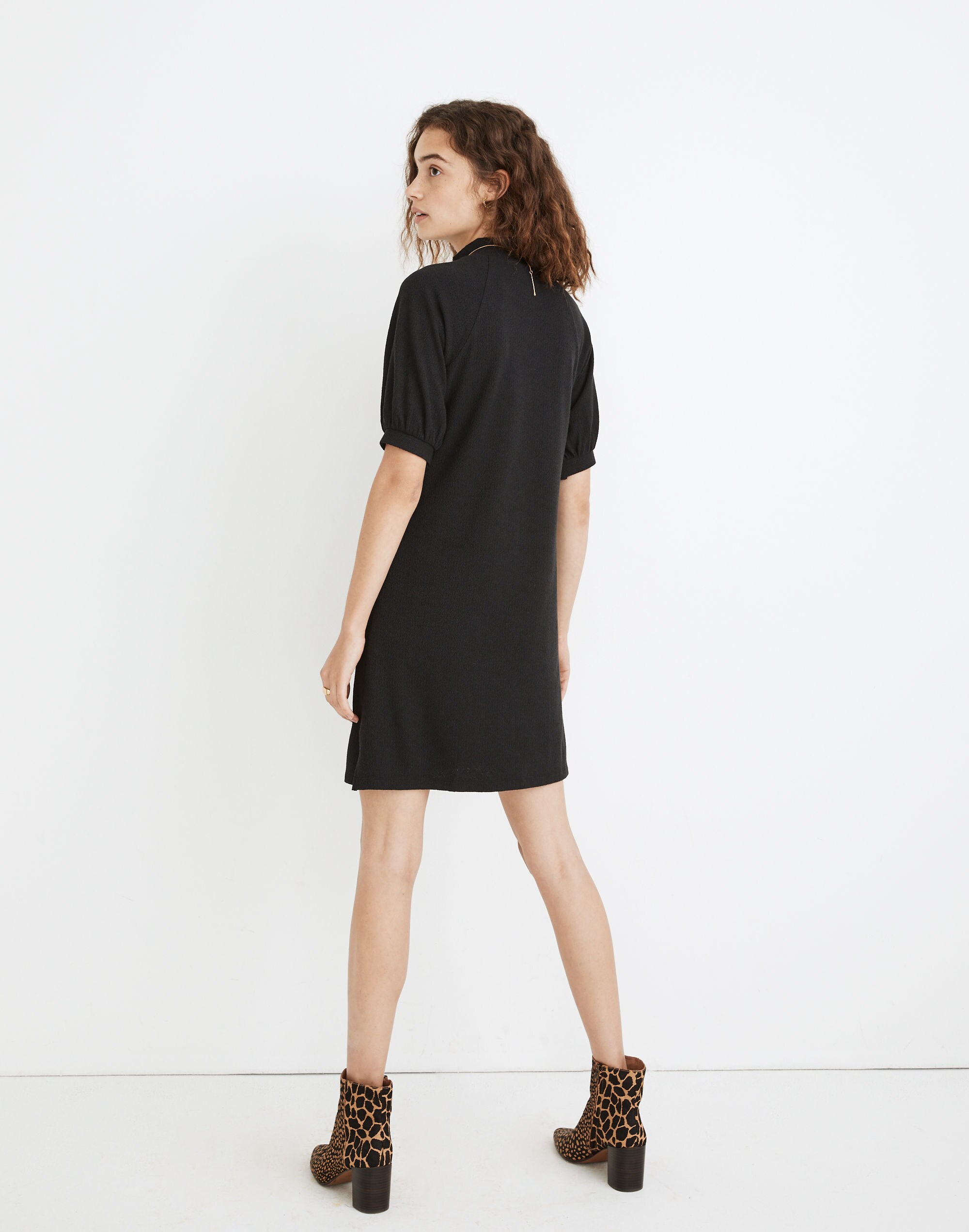 Textured Knit Mockneck Mini Dress