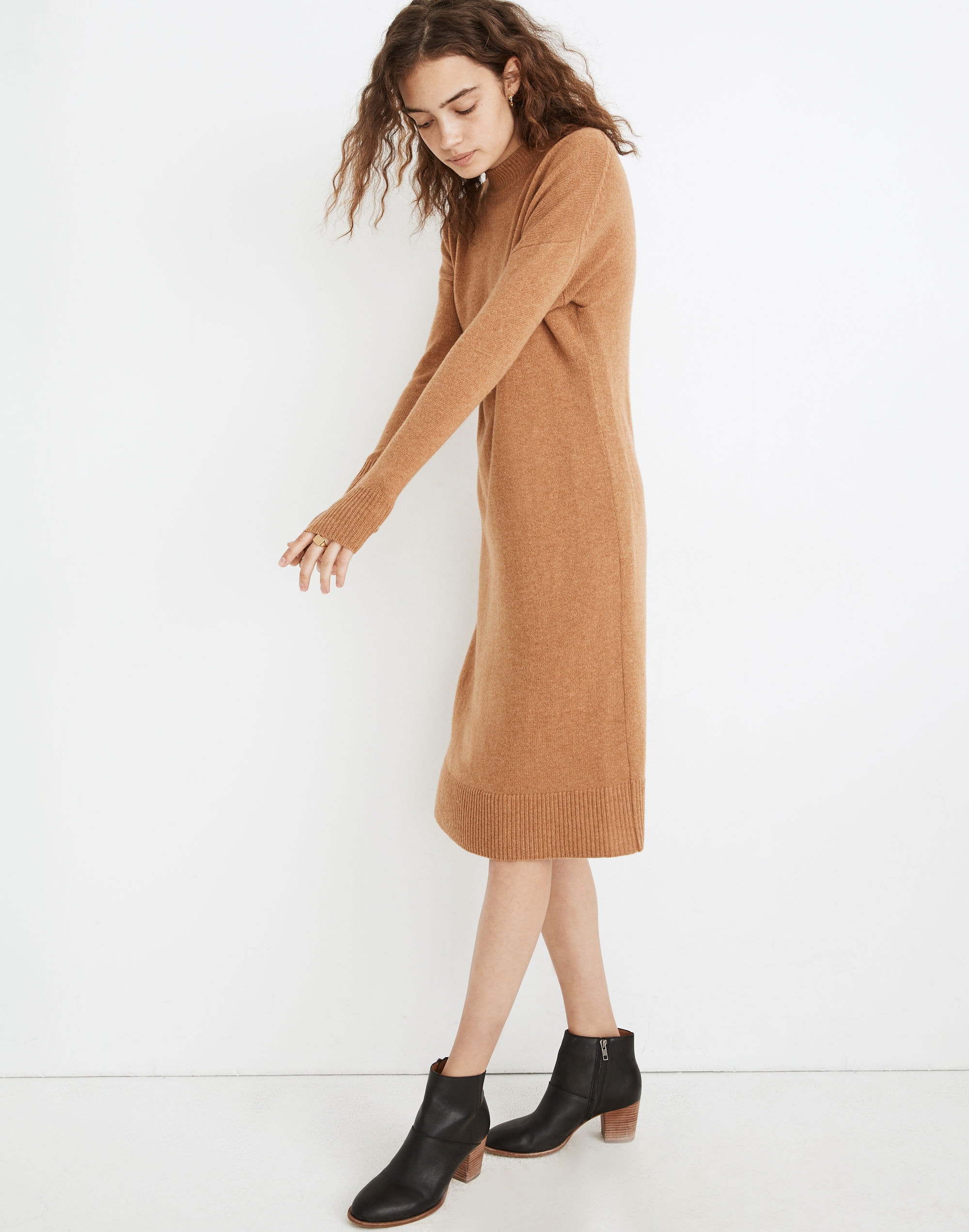 Petite (Re)sourced Cashmere Mockneck Midi Sweater Dress