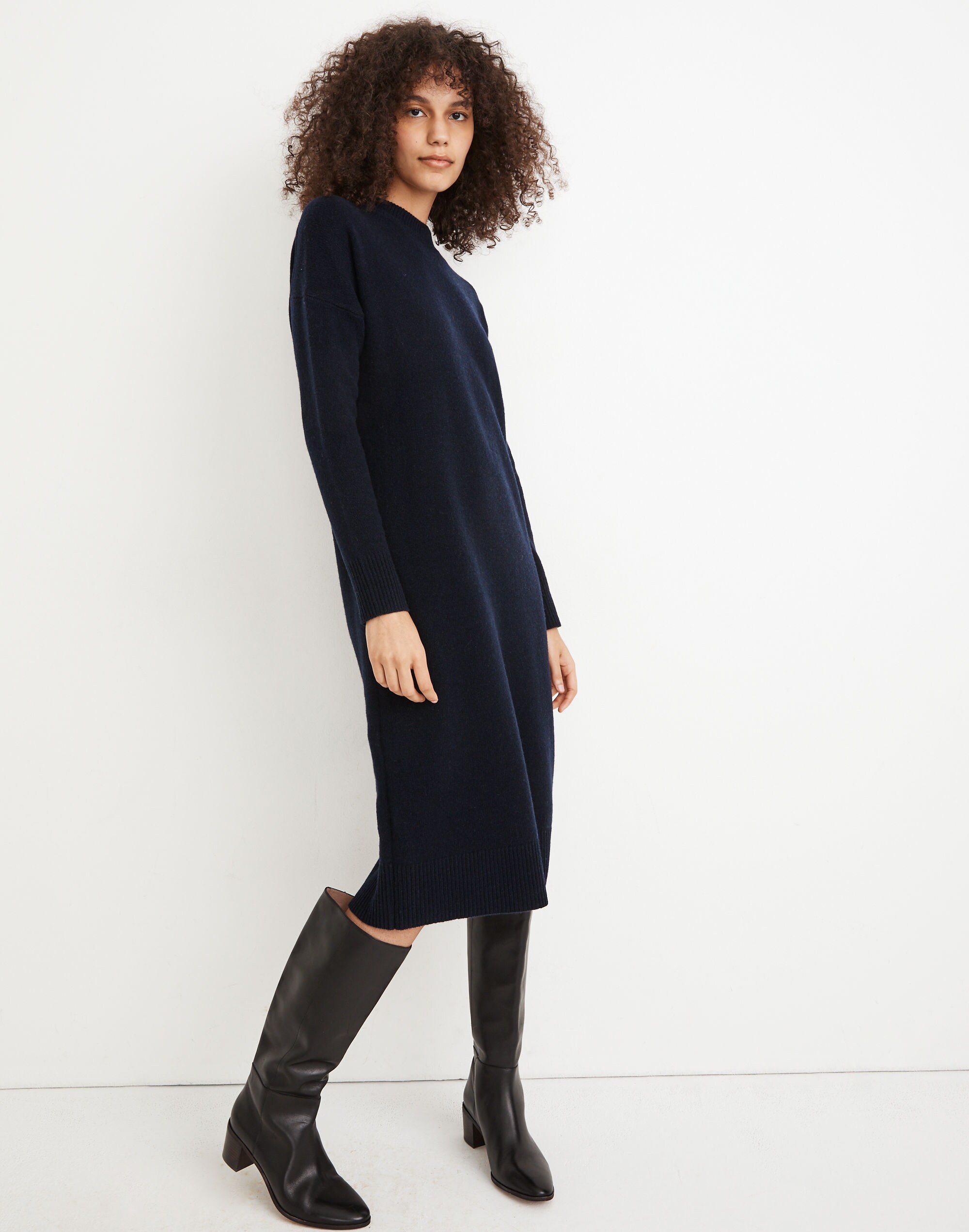 (Re)sourced Cashmere Mockneck Midi Sweater Dress in null image 2