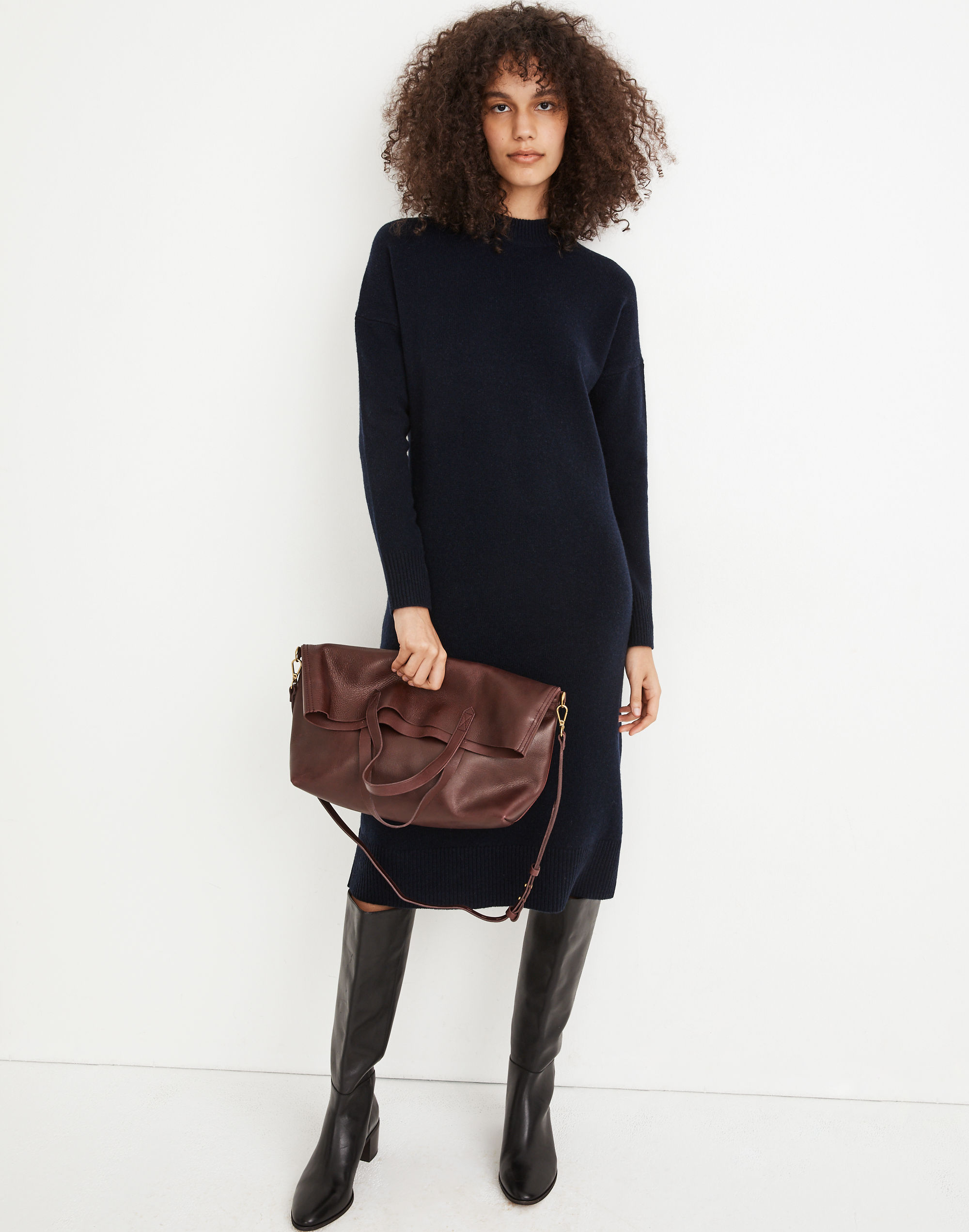 (Re)sourced Cashmere Mockneck Midi Sweater Dress in null image 1