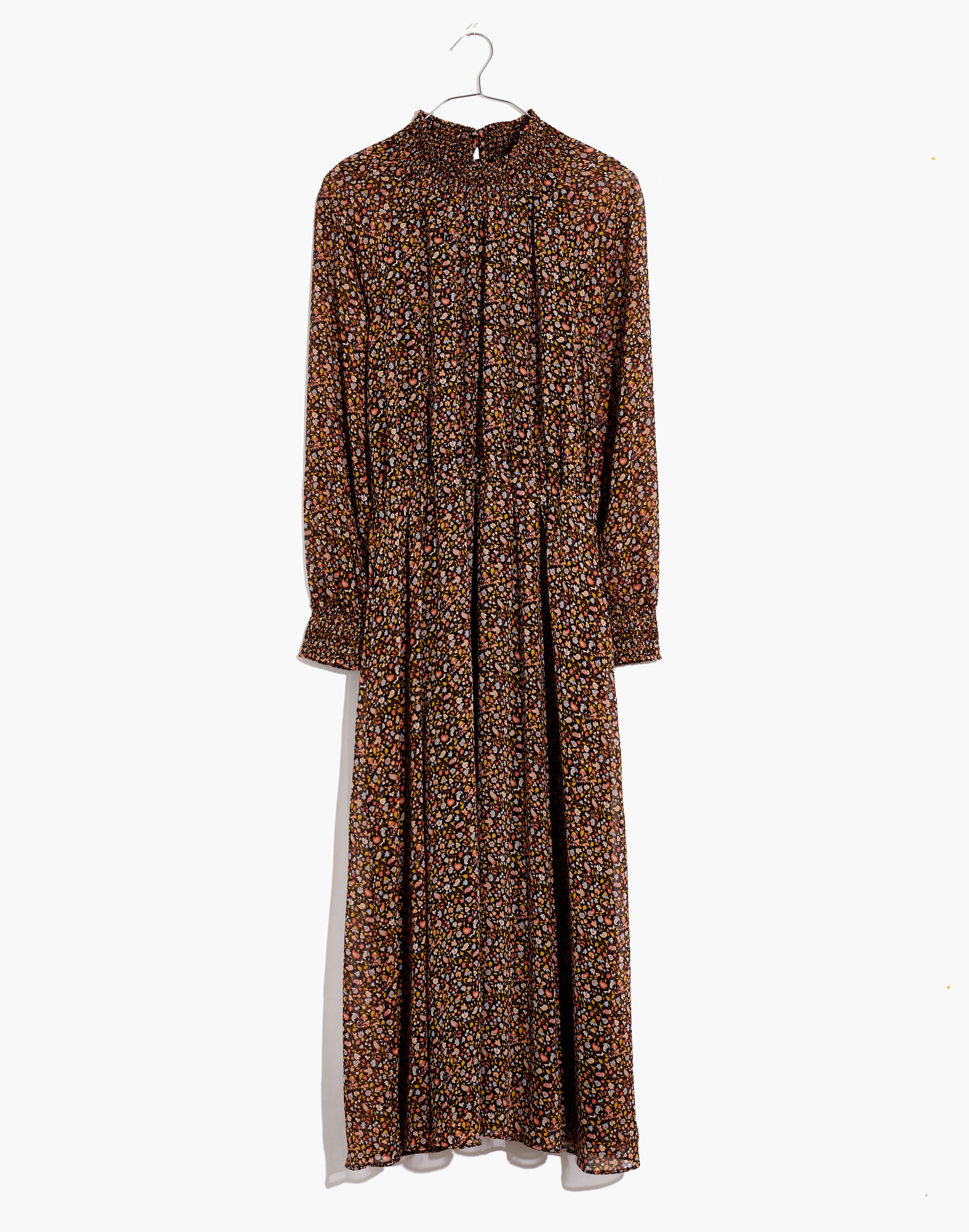 (Re)sourced Georgette Smocked-Neck Midi Dress in Folktale Paisley