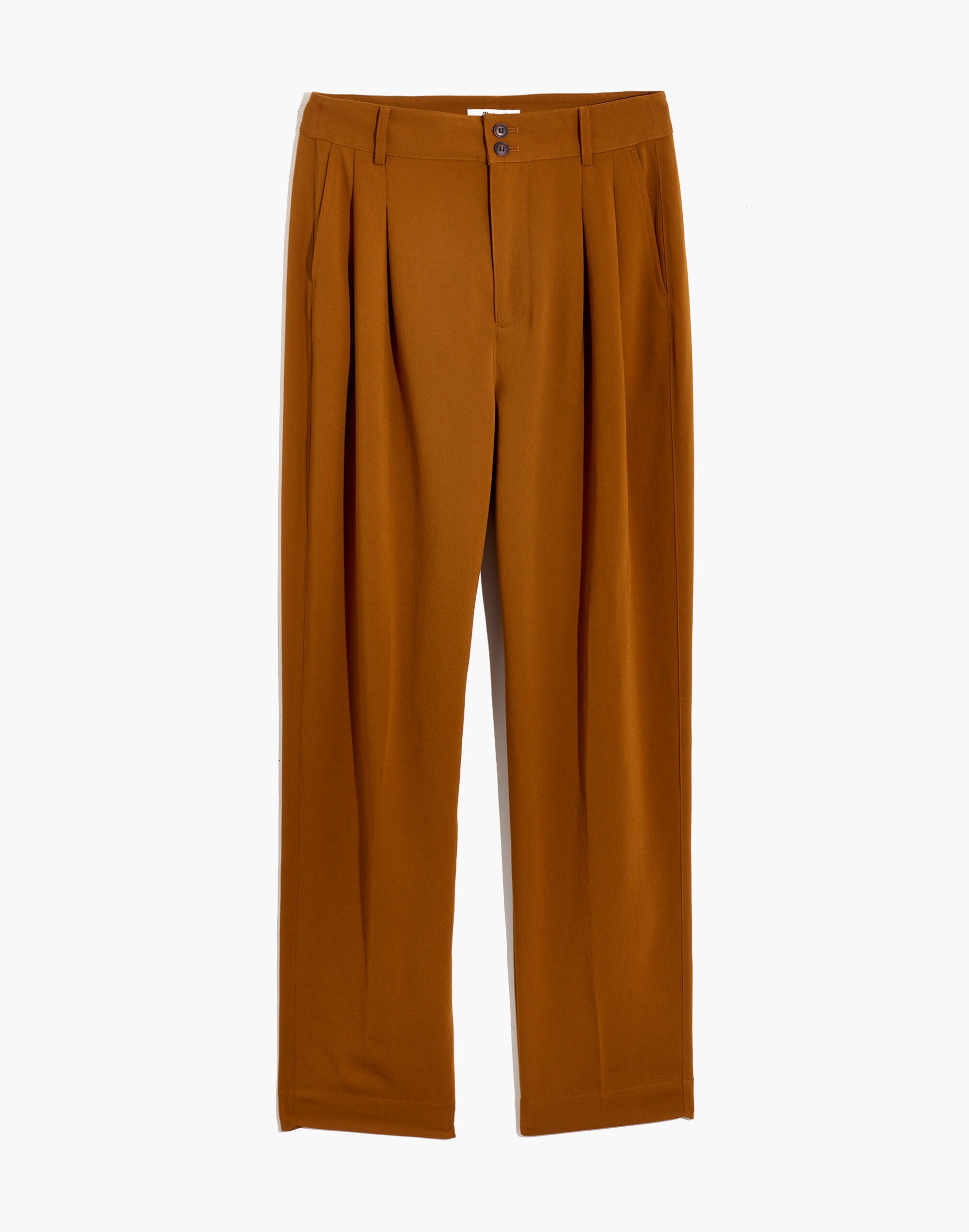 Drapey Pleated Taper Wide-Leg Pants