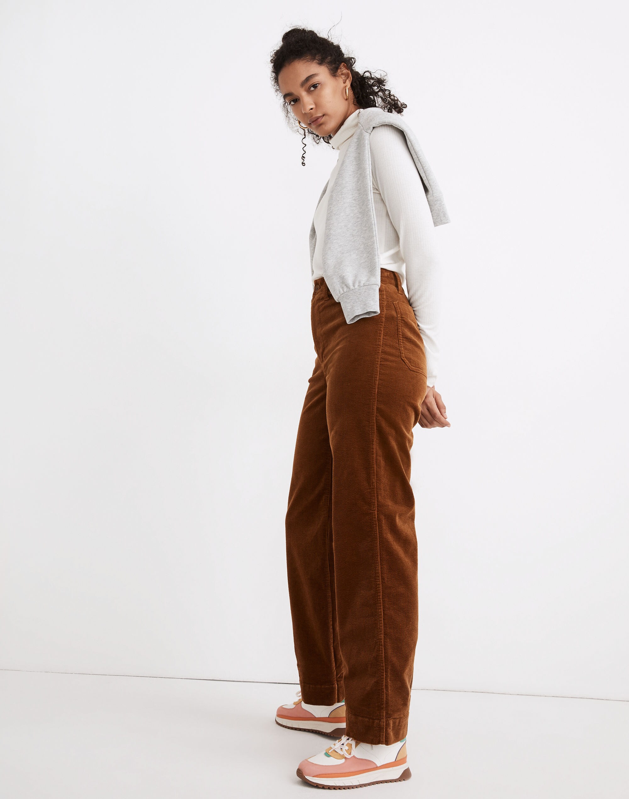 Slim Emmett Wide-Leg Full-Length Pants in Corduroy