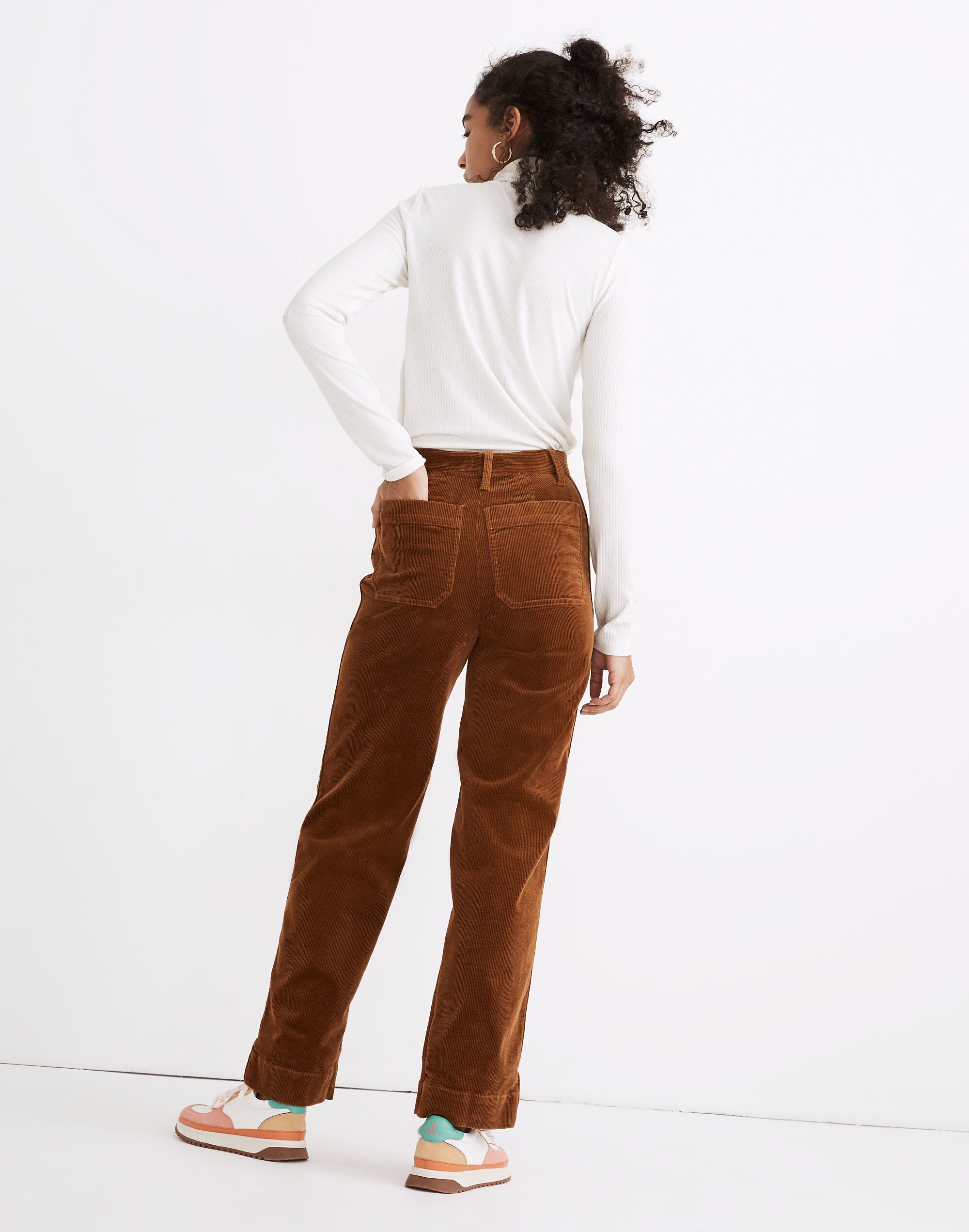 Slim Emmett Wide-Leg Full-Length Pants in Corduroy