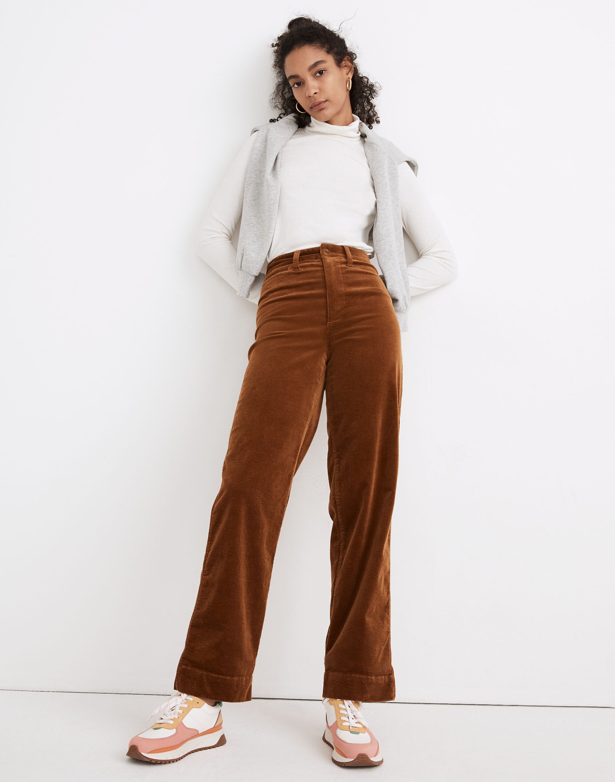 Slim Emmett Wide-Leg Full-Length Pants in Corduroy