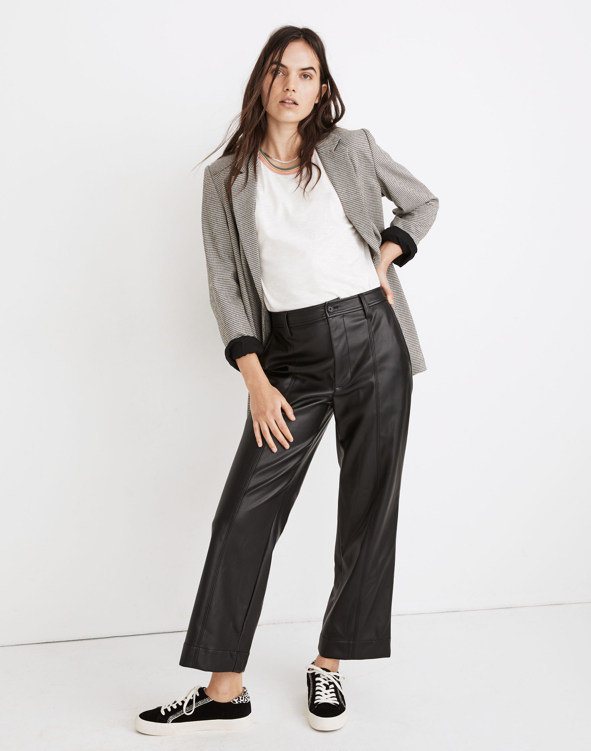 slim emmett wide-leg pants in vegan leather