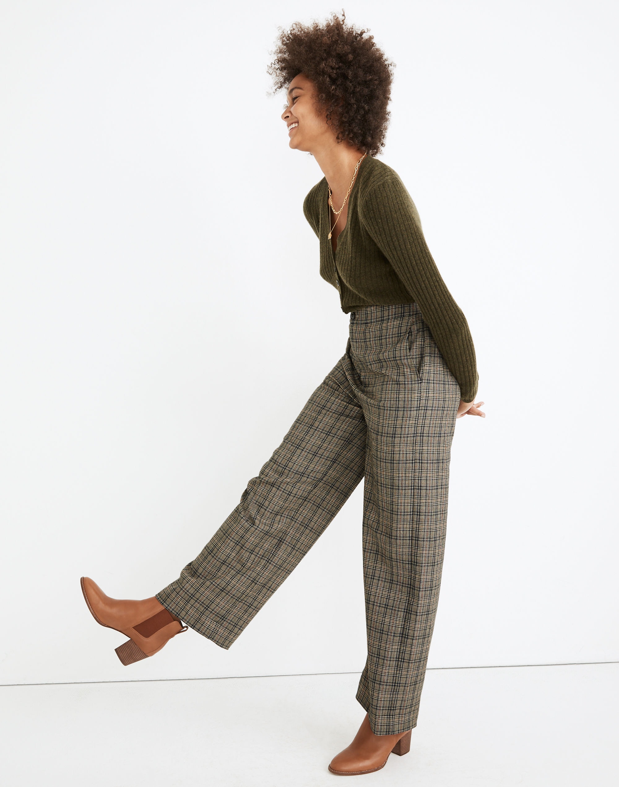 Huston Pull-On Full-Length Pants in Miltmore Plaid