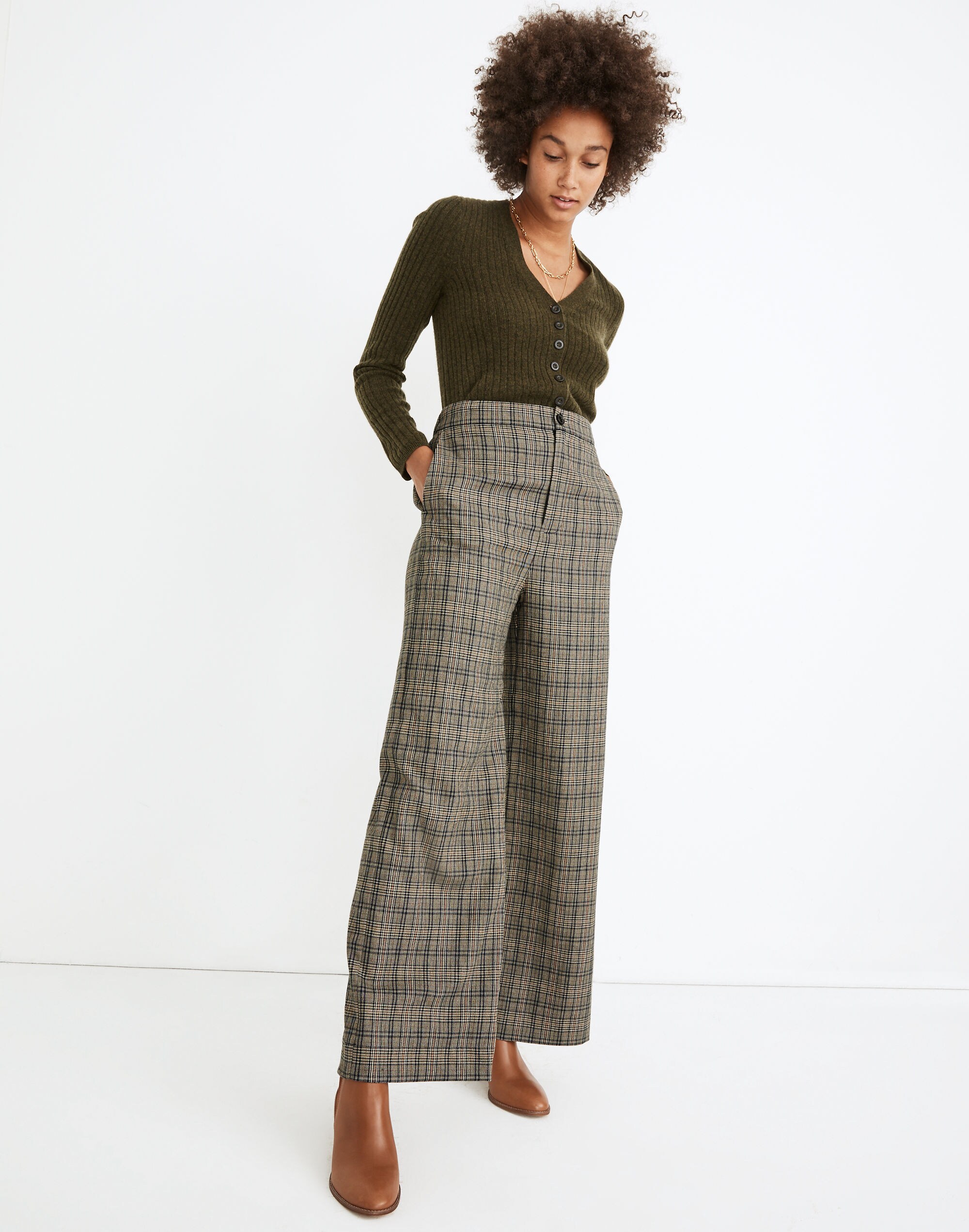 Huston Pull-On Full-Length Pants in Miltmore Plaid