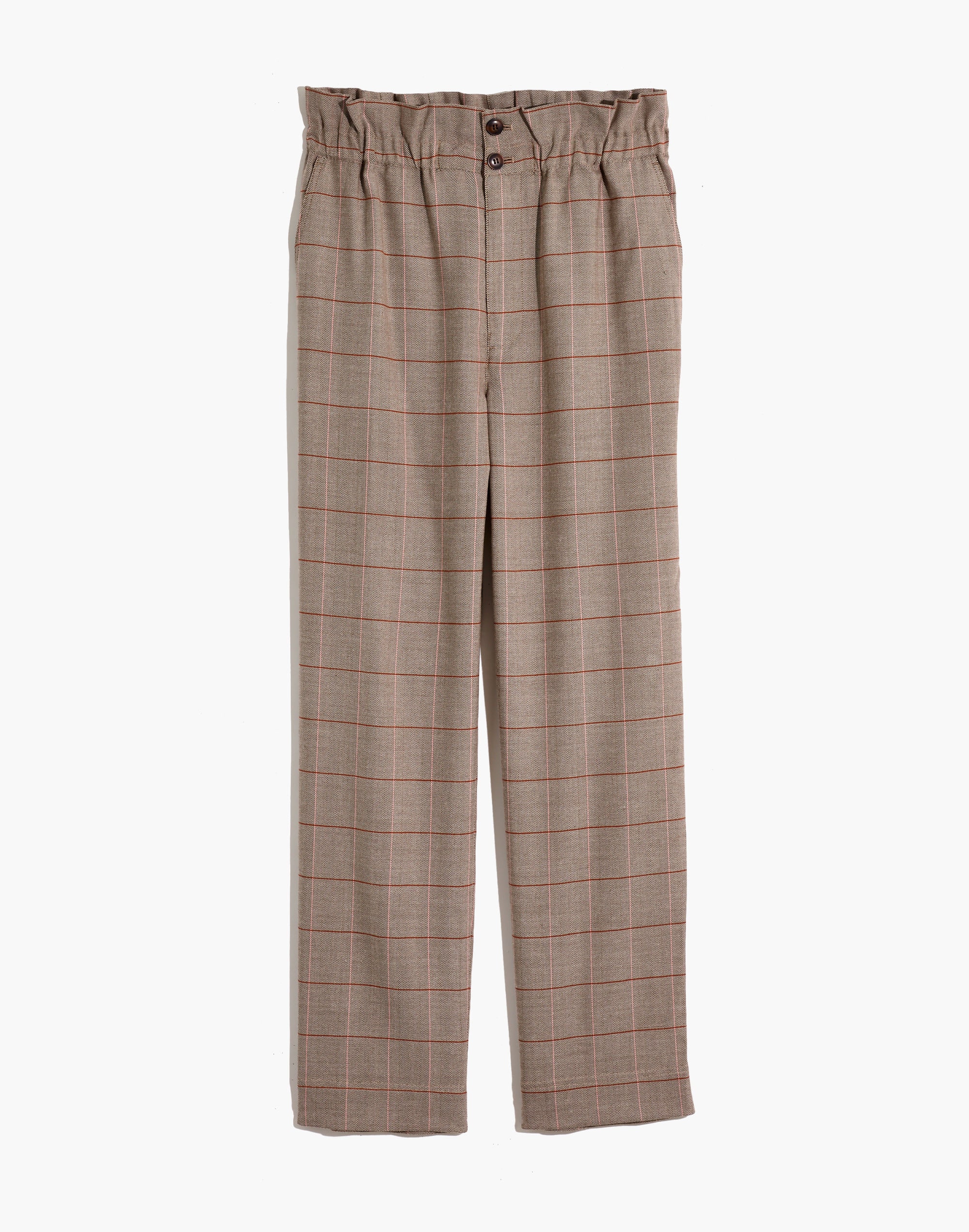 Paperbag Tapered Pants in Glen Plaid