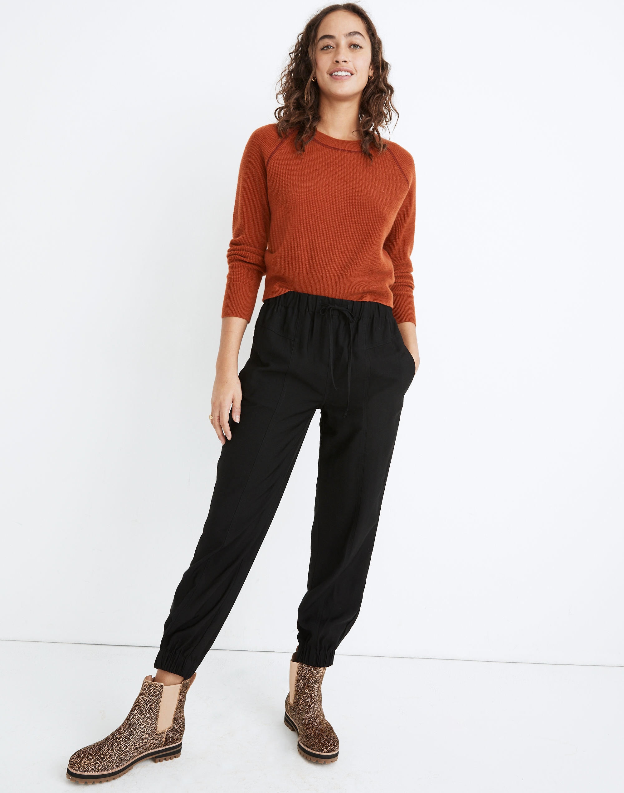 drapey seamed track trousers