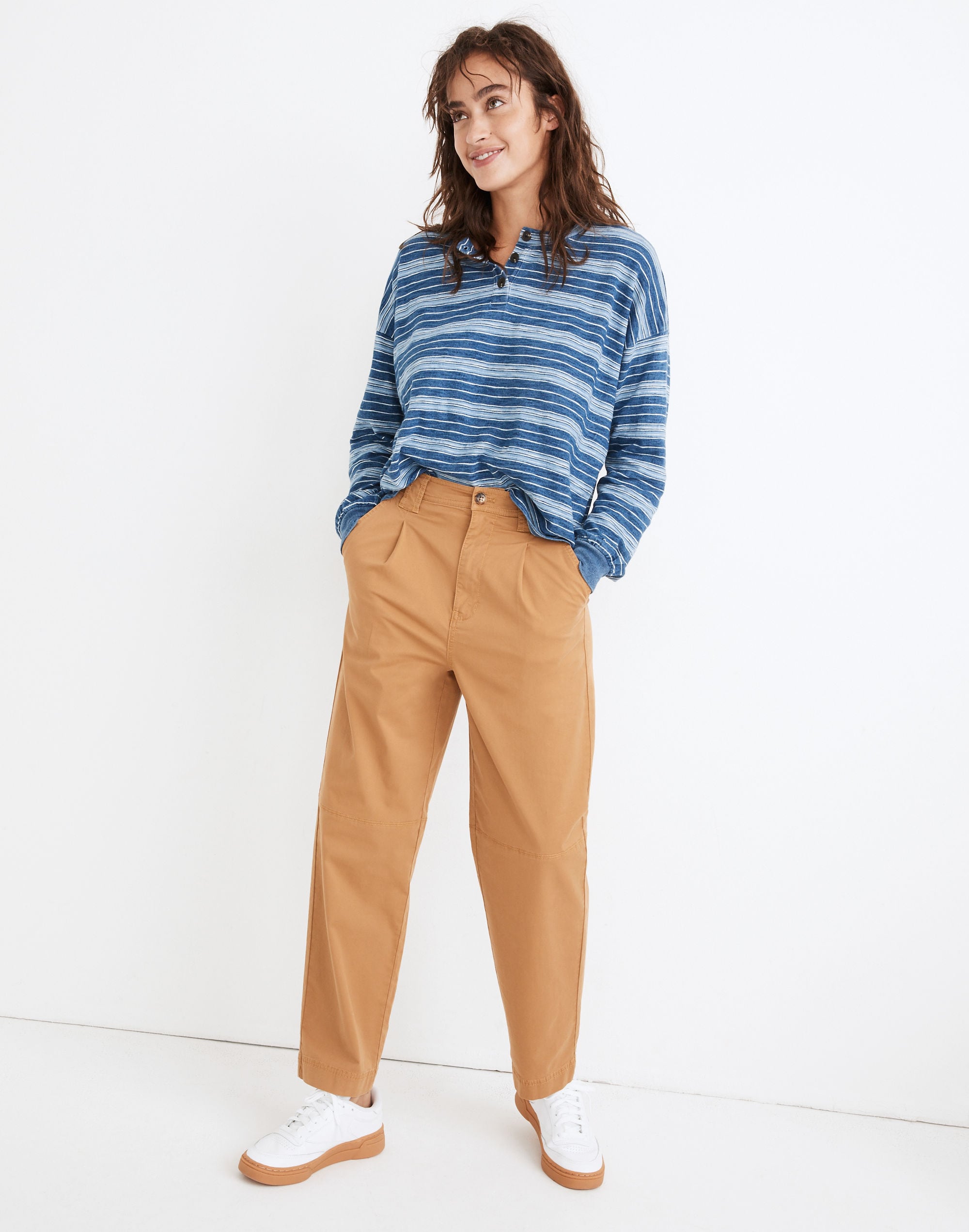 pleated slouchy chino pants