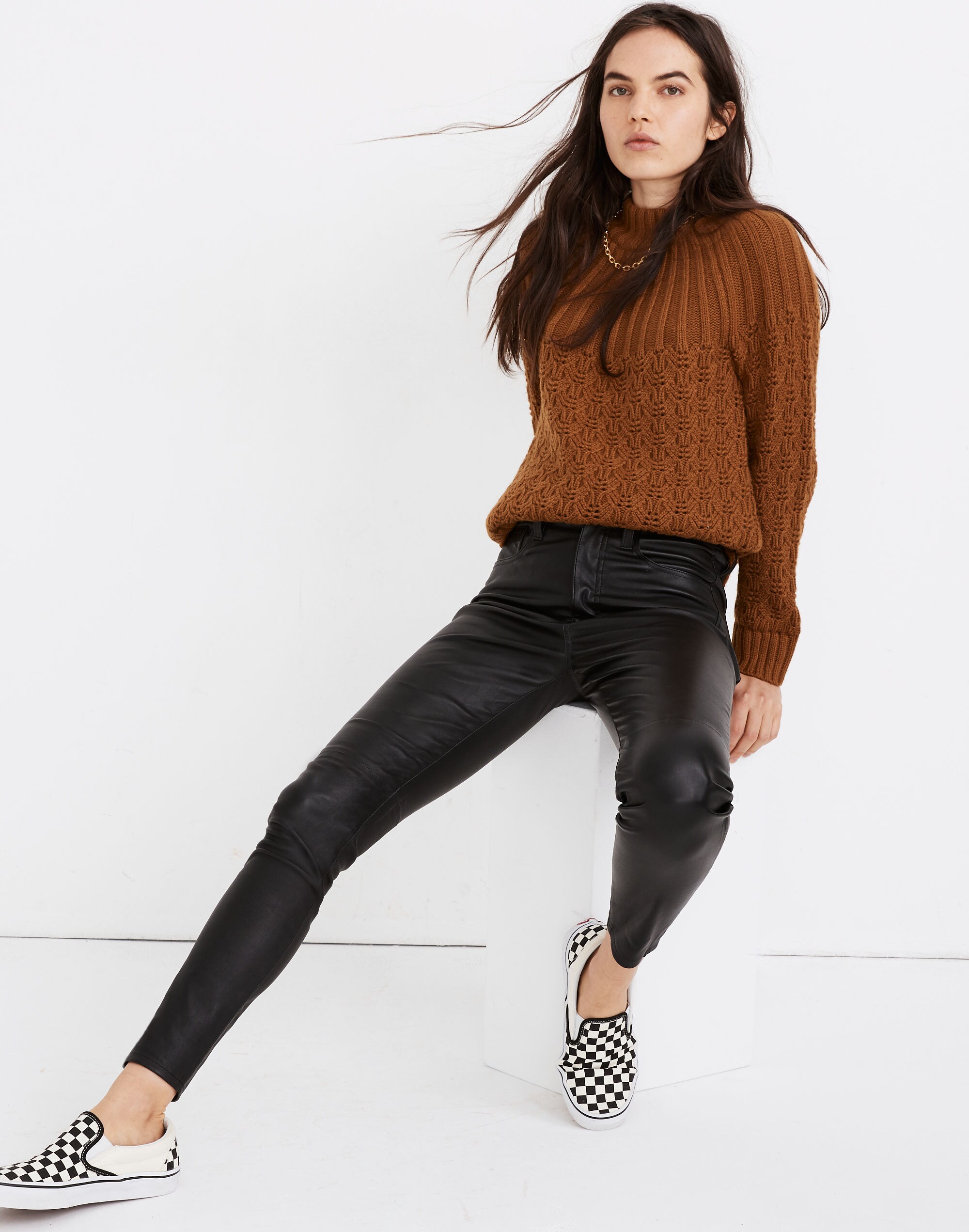 10" High-Rise Skinny Jeans: Leather Edition