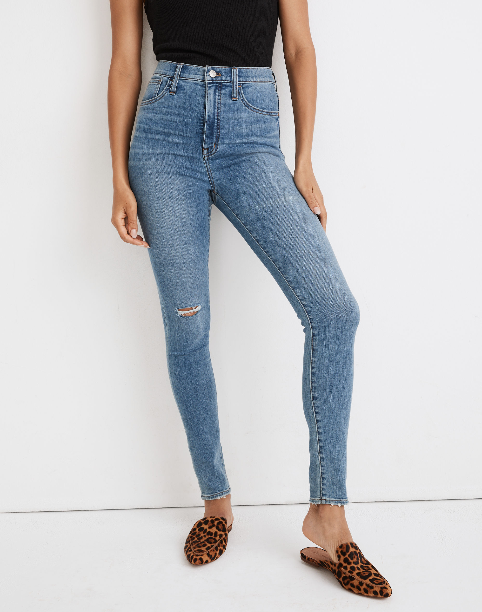 Petite 11" High-Rise Roadtripper Jeggings in Keele Wash: Knee-Rip Edition