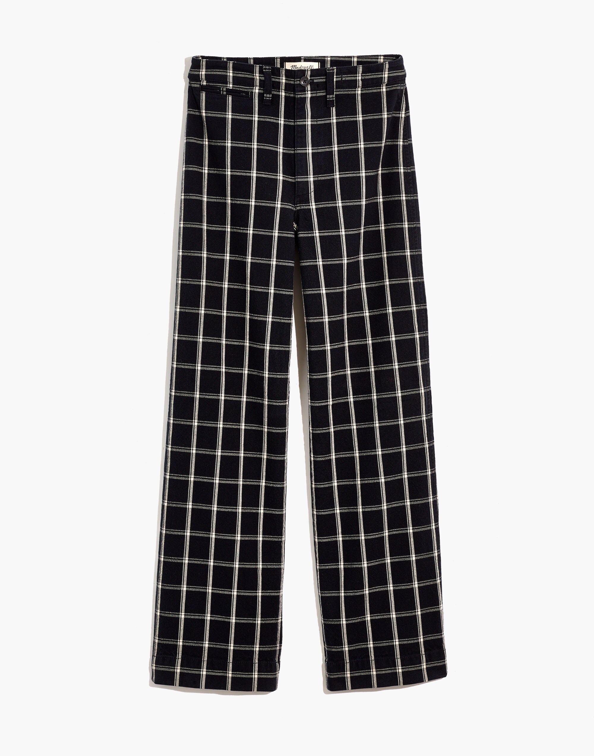 Slim Emmett Wide-Leg Full-Length Pants in Windowpane Check