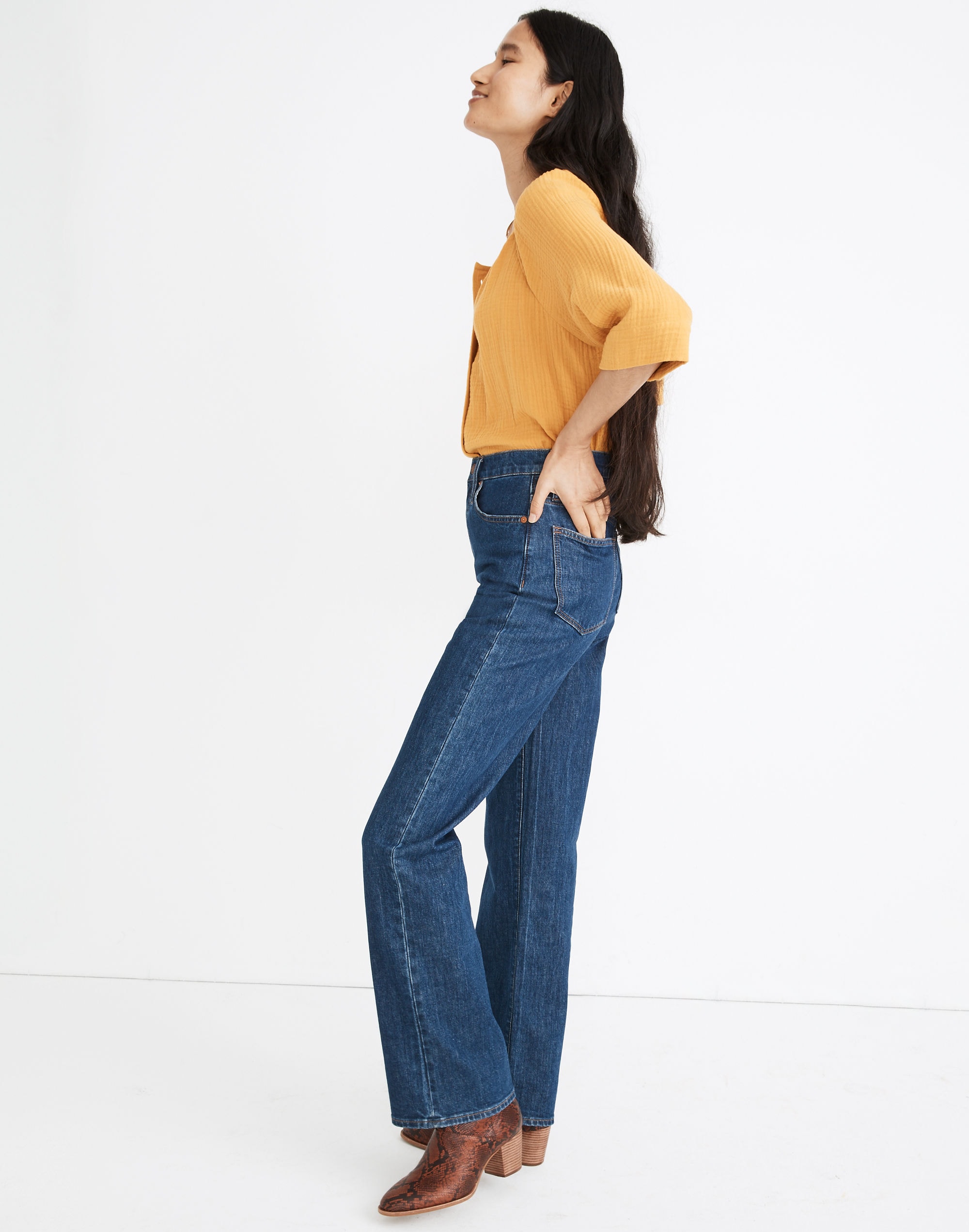 Slim Wide-Leg Full-Length Jeans in Birley Wash