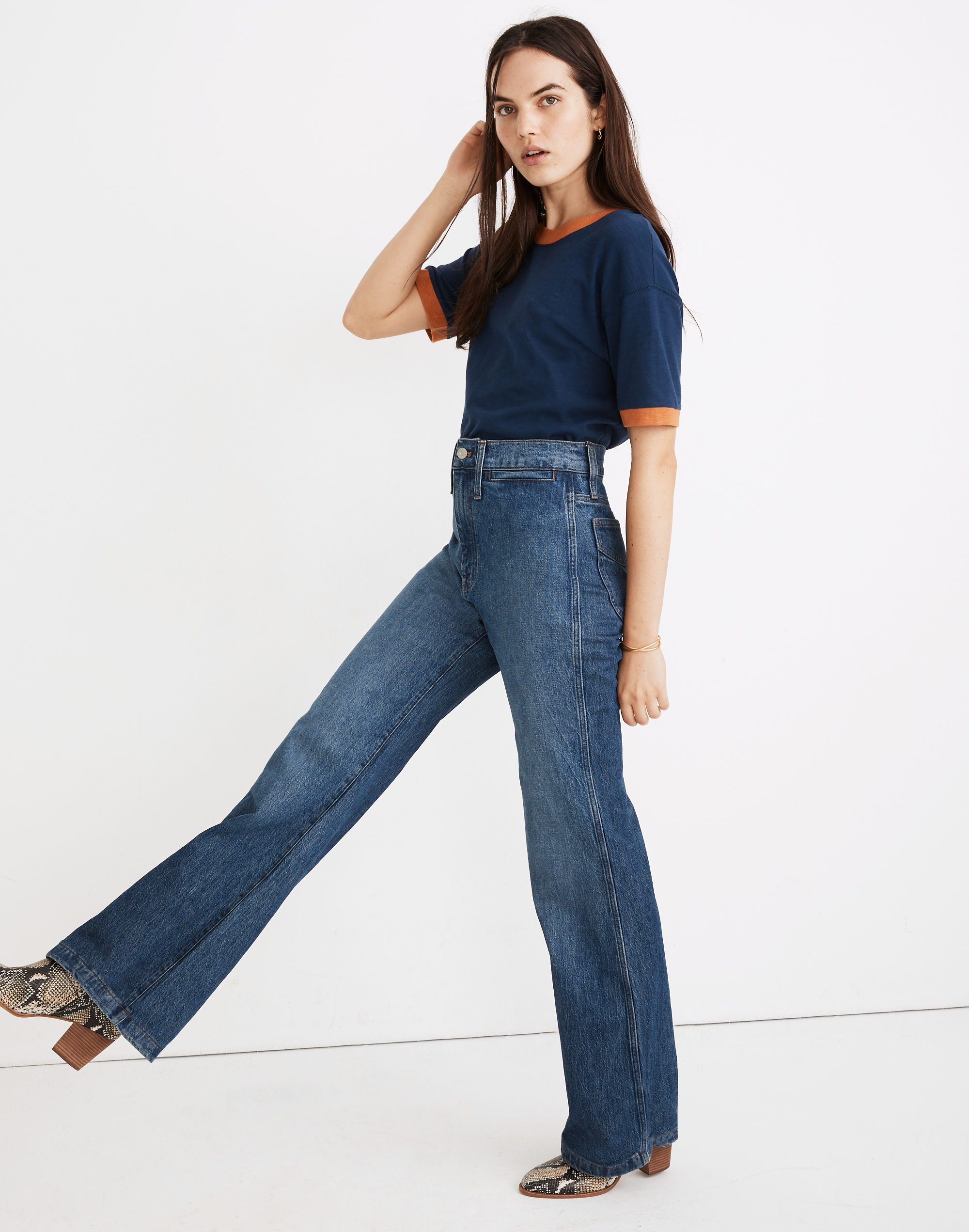 11" High-Rise Flare Jeans in Mersey Wash: Welt Pocket Edition