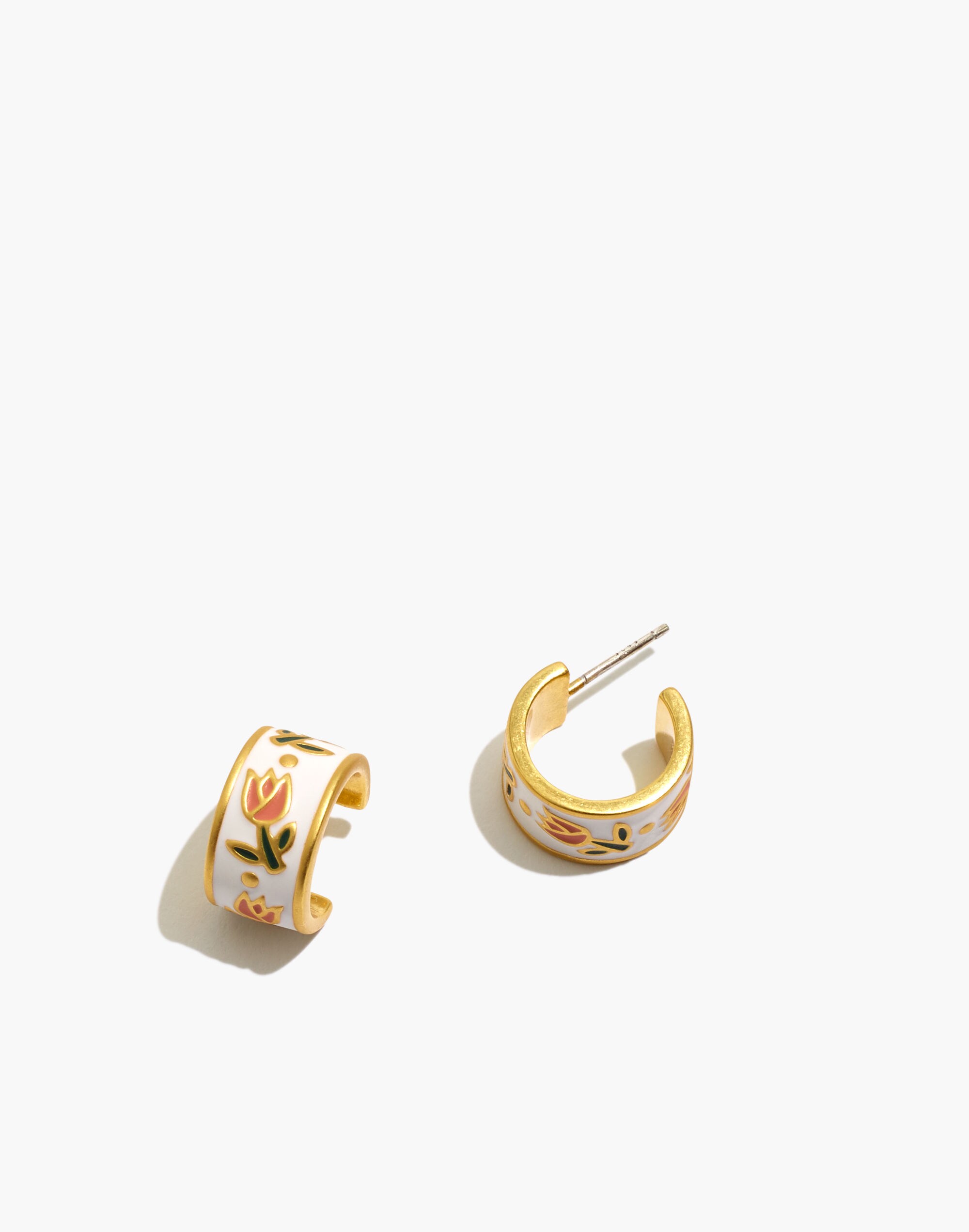 Enamel Tulip Huggie Hoop Earrings