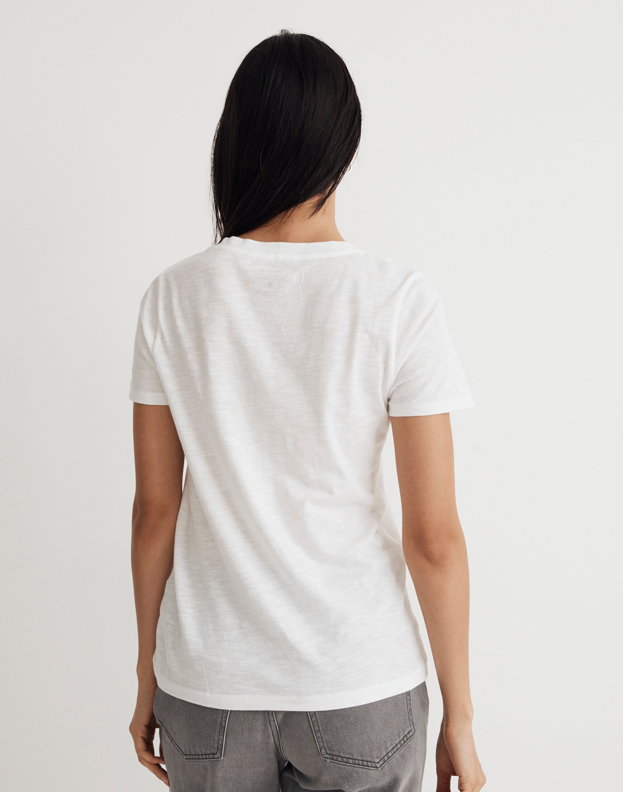 Whisper Cotton V-Neck Tee in optic white image 3