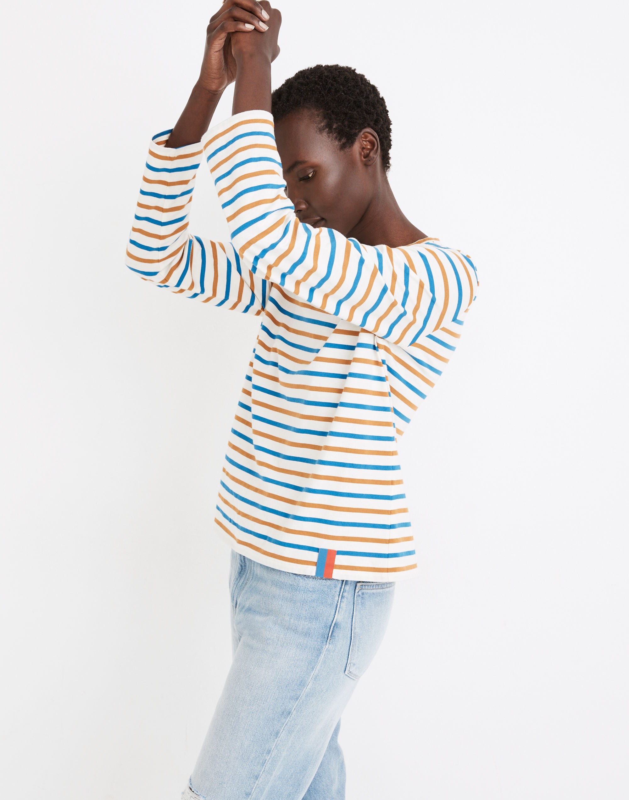 Madewell x Kule Heart Embroidered Striped Modern Long-Sleeve Tee