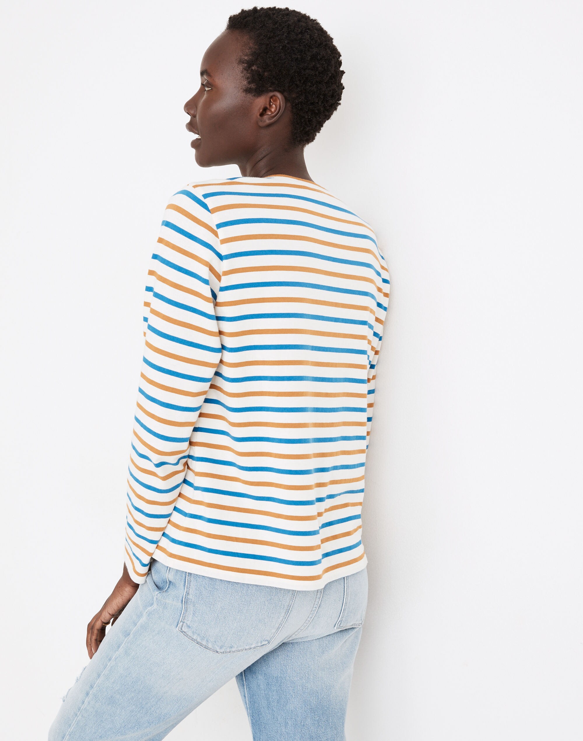 Madewell x Kule Heart Embroidered Striped Modern Long-Sleeve Tee