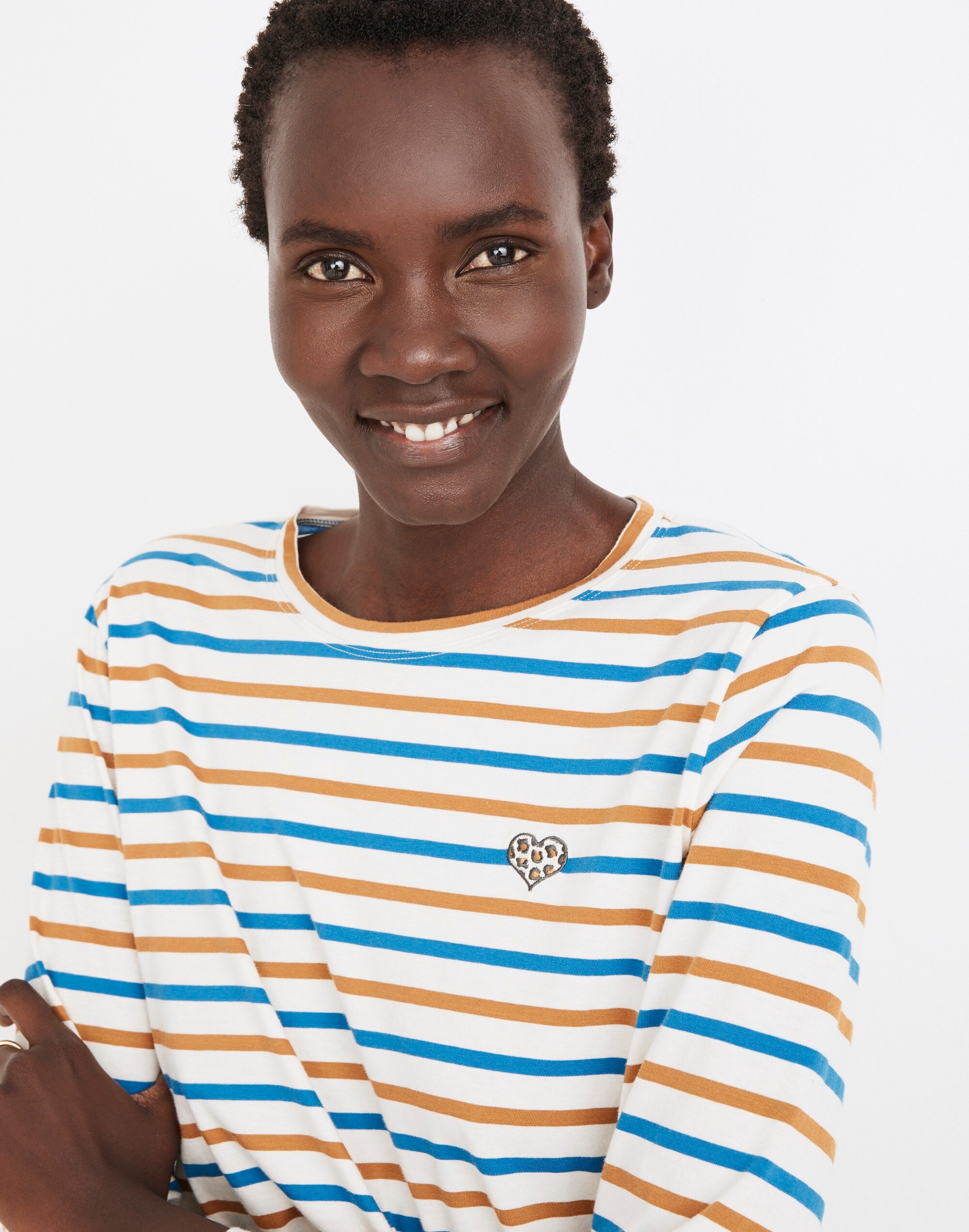 Madewell x Kule Heart Embroidered Striped Modern Long-Sleeve Tee