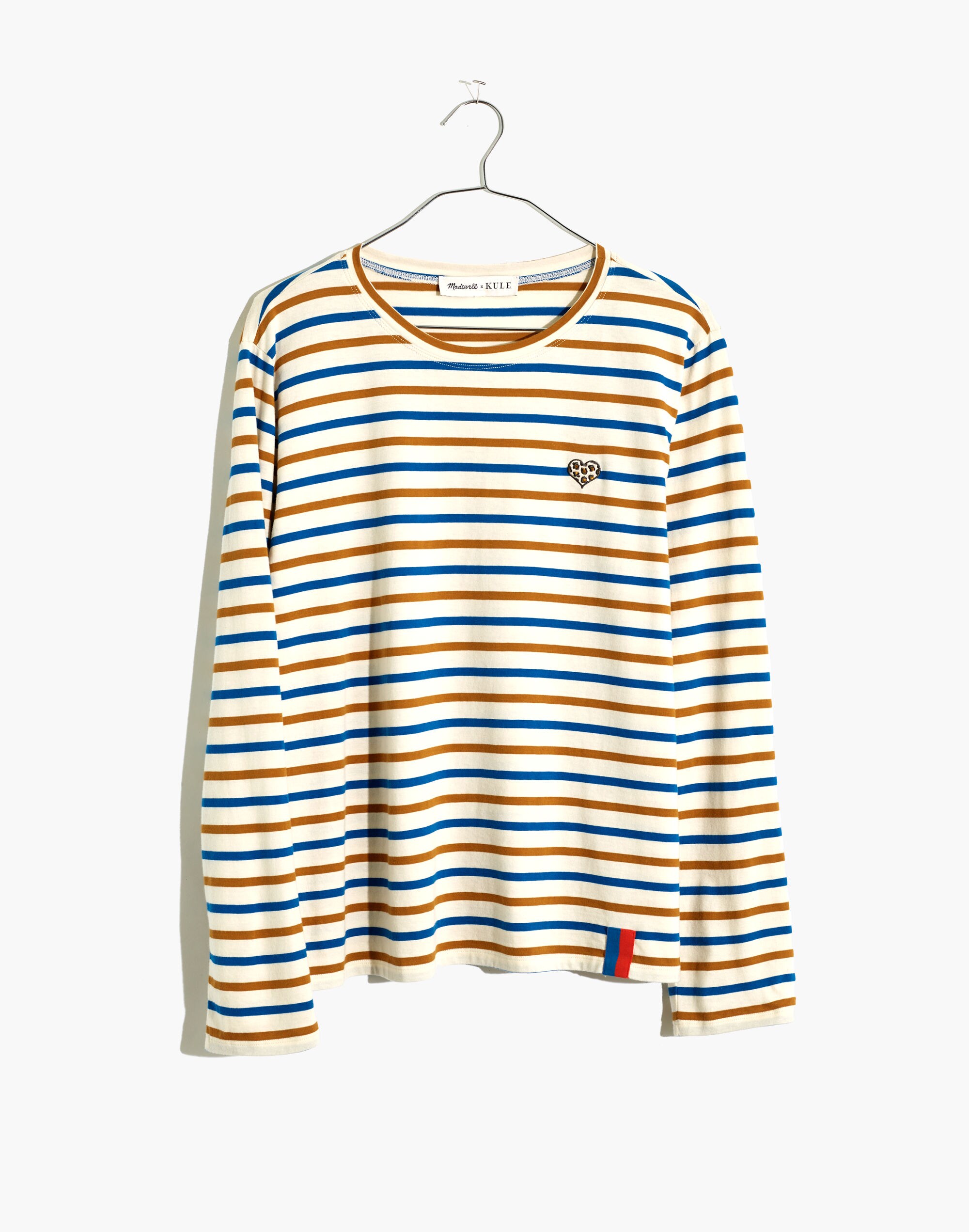 Madewell x Kule Heart Embroidered Striped Modern Long-Sleeve Tee