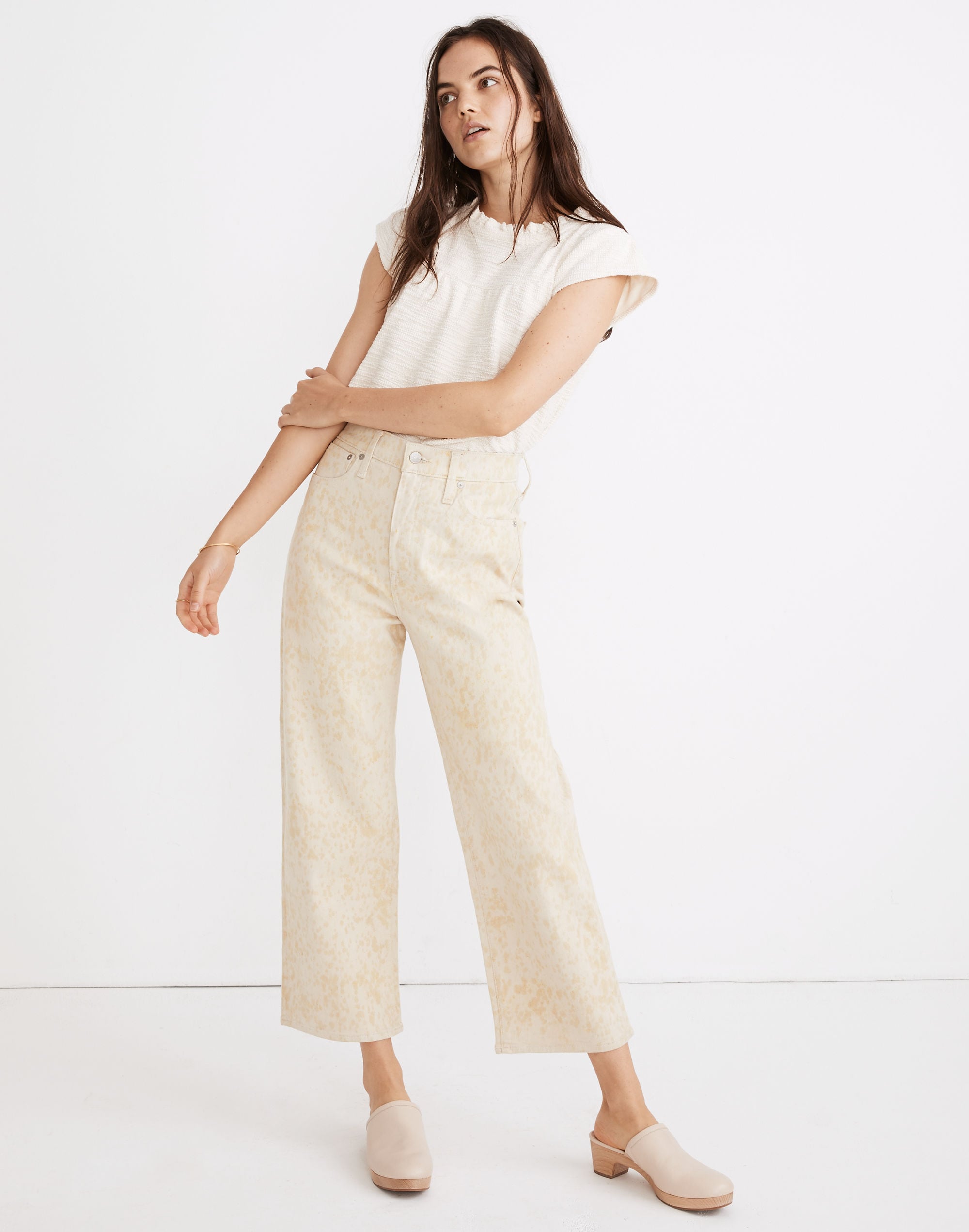 madewell x botanical colors dyed slim wide-leg jeans