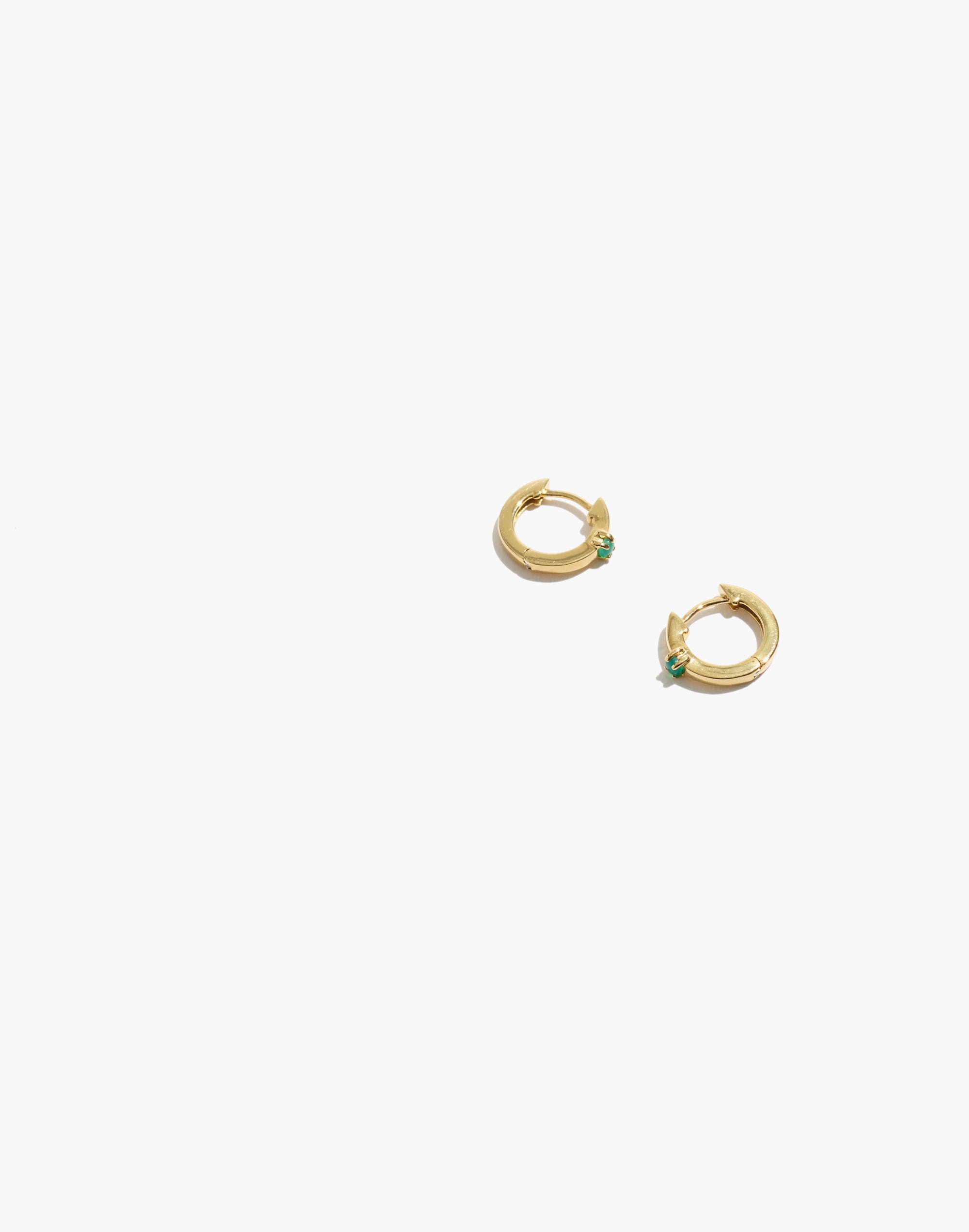 Delicate Collection Demi-Fine Green Agate Huggie Mini Hoop Earrings