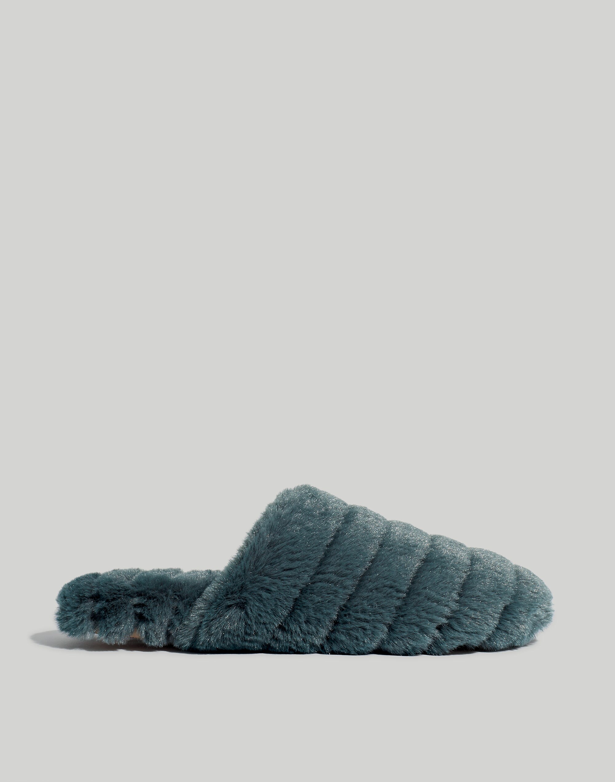 Quilted Scuff Slippers in Recycled Faux Fur