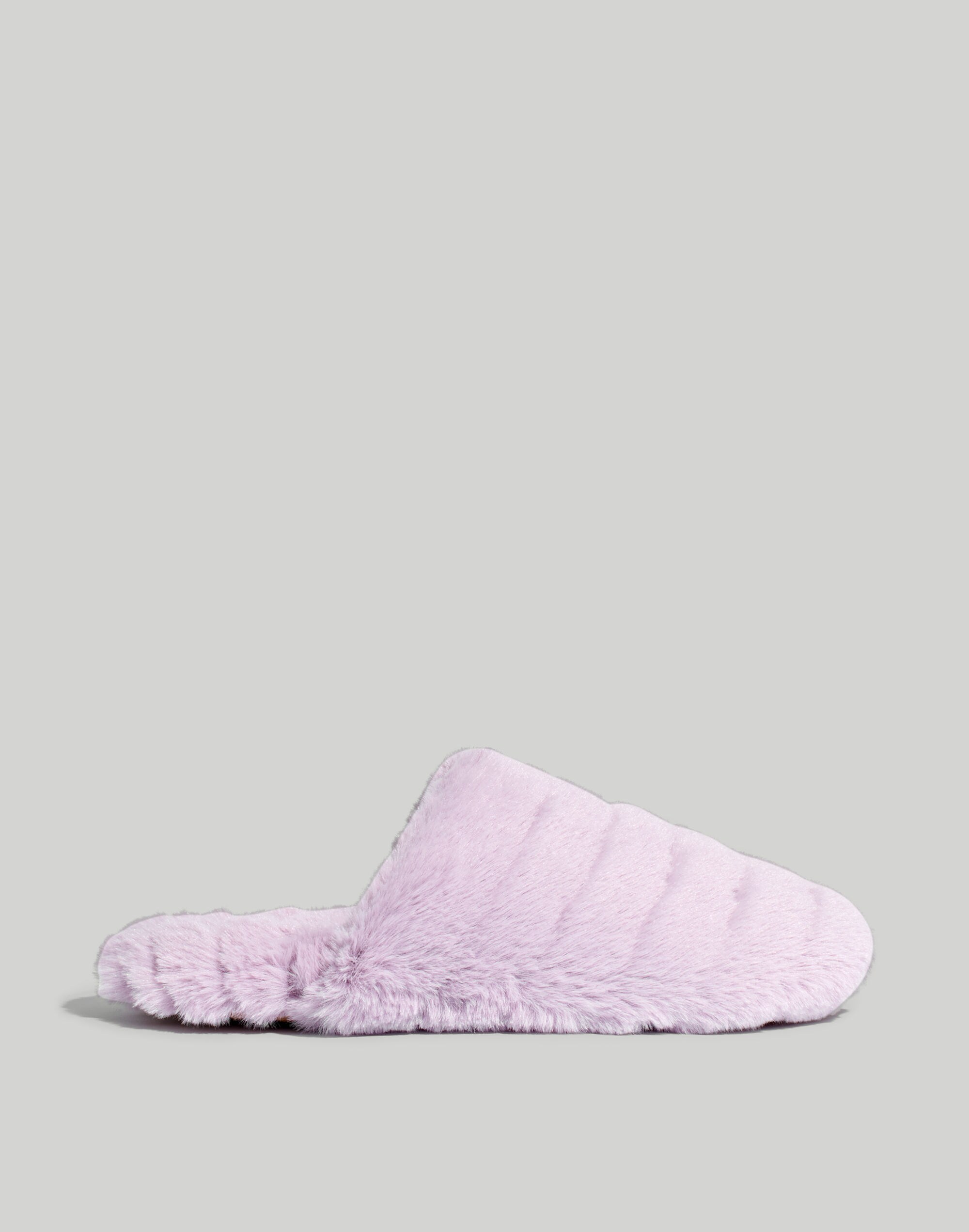 Quilted Scuff Slippers in Recycled Faux Fur