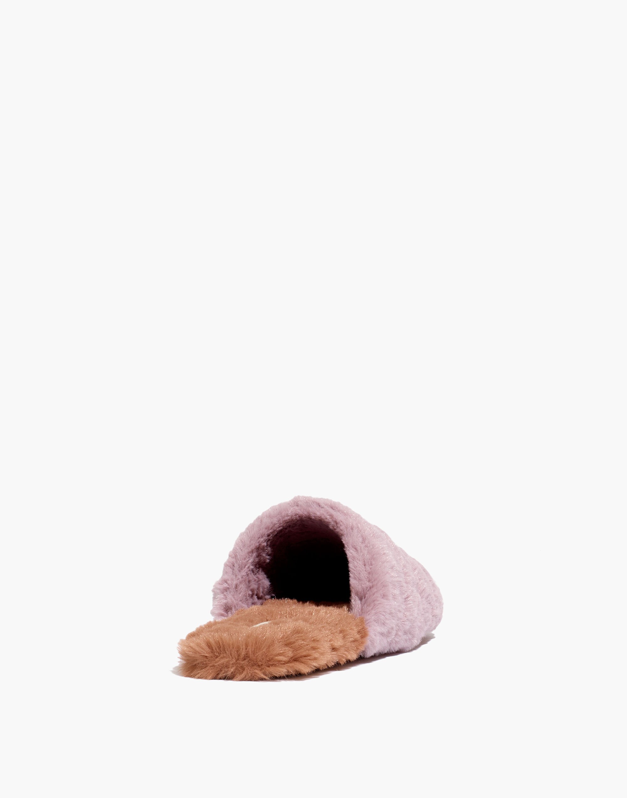 Colorblock Quilted Scuff Slippers in Recycled Faux Fur