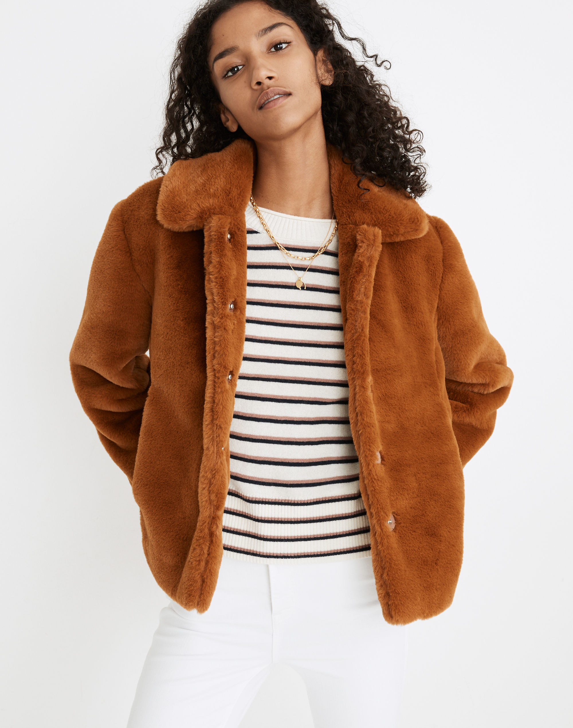 faux-fur crop coat