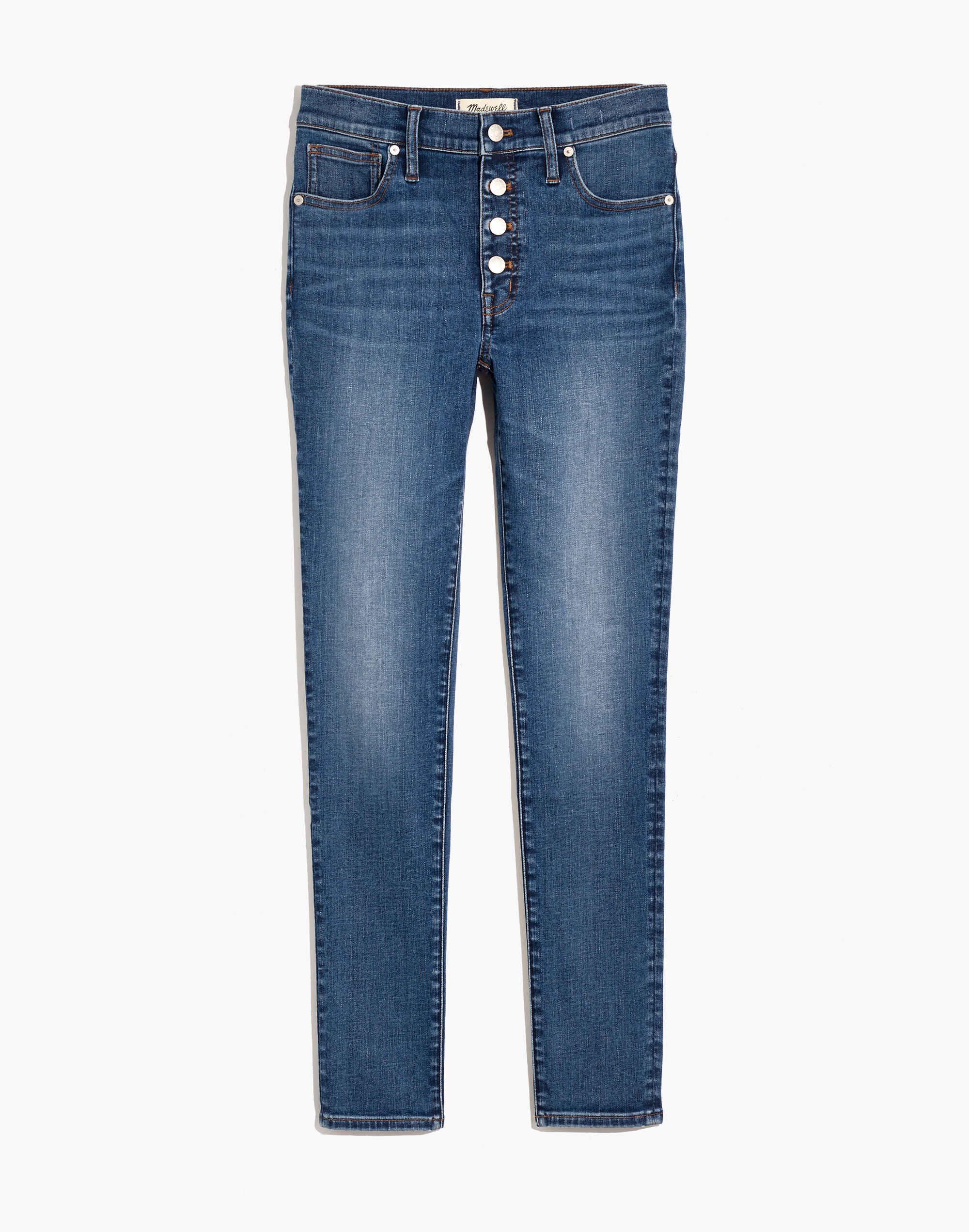 9" Mid-Rise Skinny Jeans in Payson Wash: Button-Front Edition