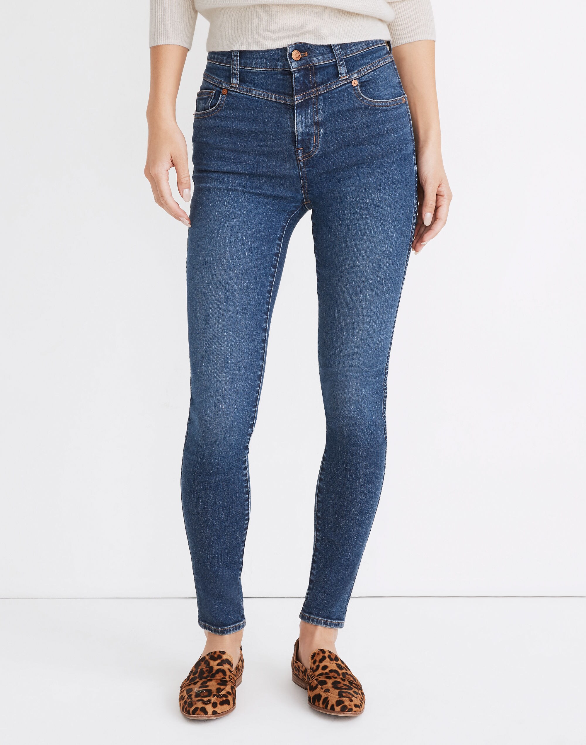 10" High-Rise Skinny Jeans in Pine Wash: Yoke Edition